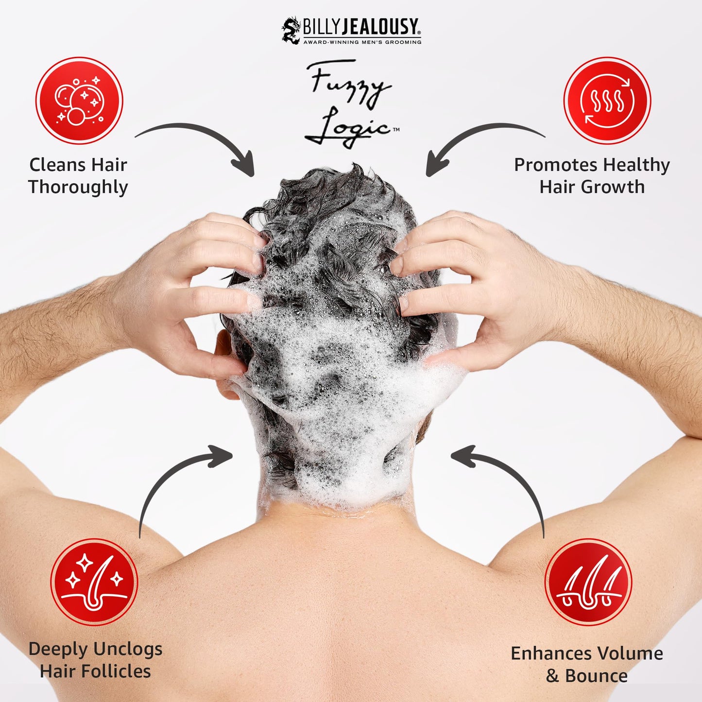 Billy Jealousy Fuzzy Logic Men's Shampoo for Thinning Hair, Peppermint-Infused, With DHT Blockers to Prevent Hair Loss and Breakage, Cleans Beauty & Personal Care Billy Jealousy