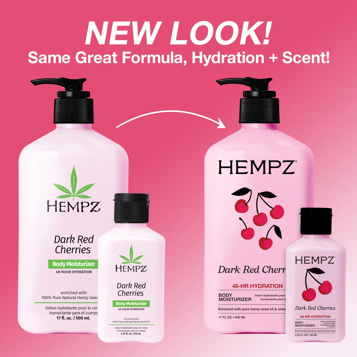 Hempz Mini Cherry Lotion, Ultra Hydrating Moisturizer for Body and Hands, Dark Red Cherries, travel friendly 2.25 oz. Beauty & Personal Care Hempz