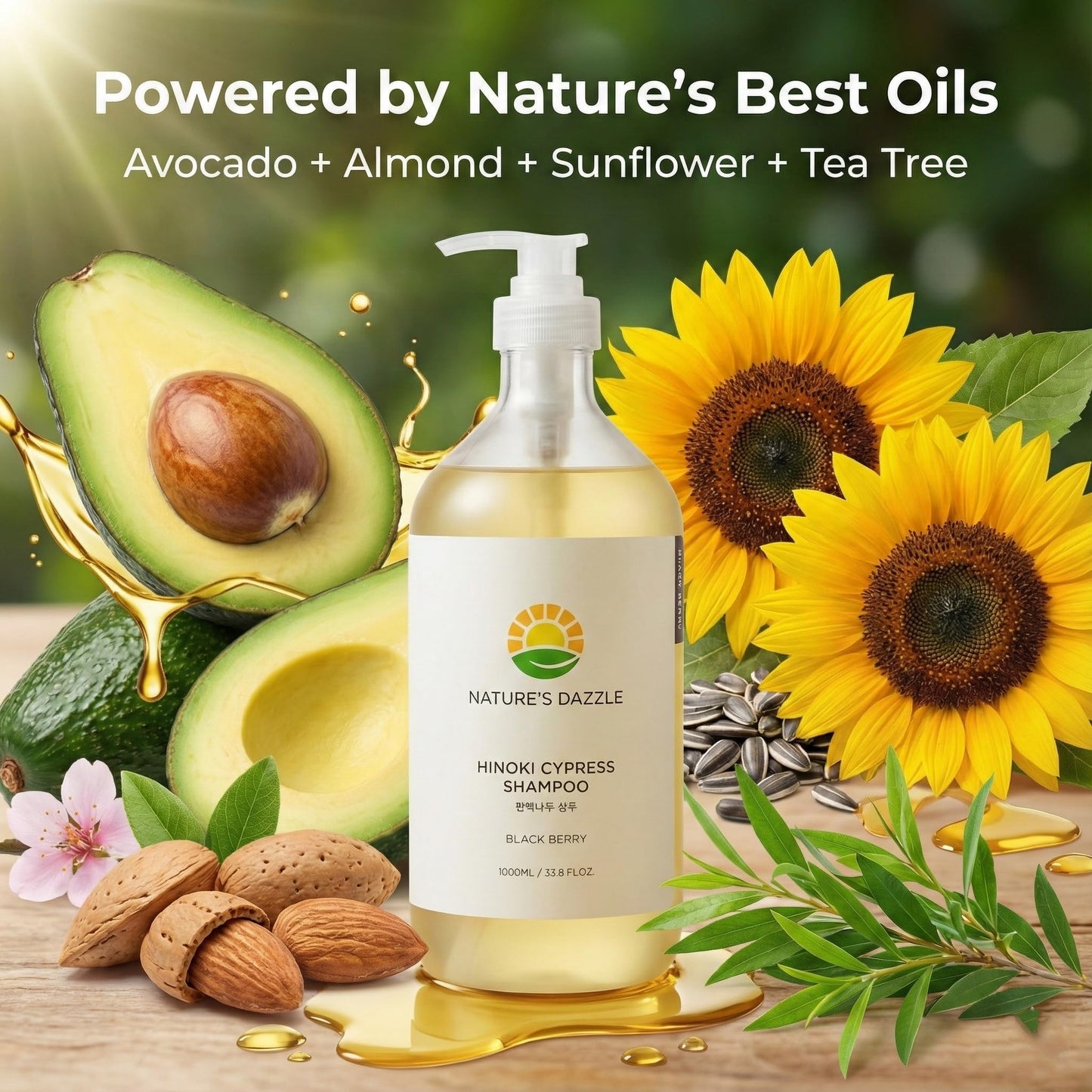 Nature's Dazzle Hinoki Cypress Shampoo(Black Berry Scent) 33.8oz & Citrus Brew Treatment (Grapefruit Scent)7.4oz - Scalp Soothing & Deep Nourishing Beauty & Personal Care Nature's Dazzle