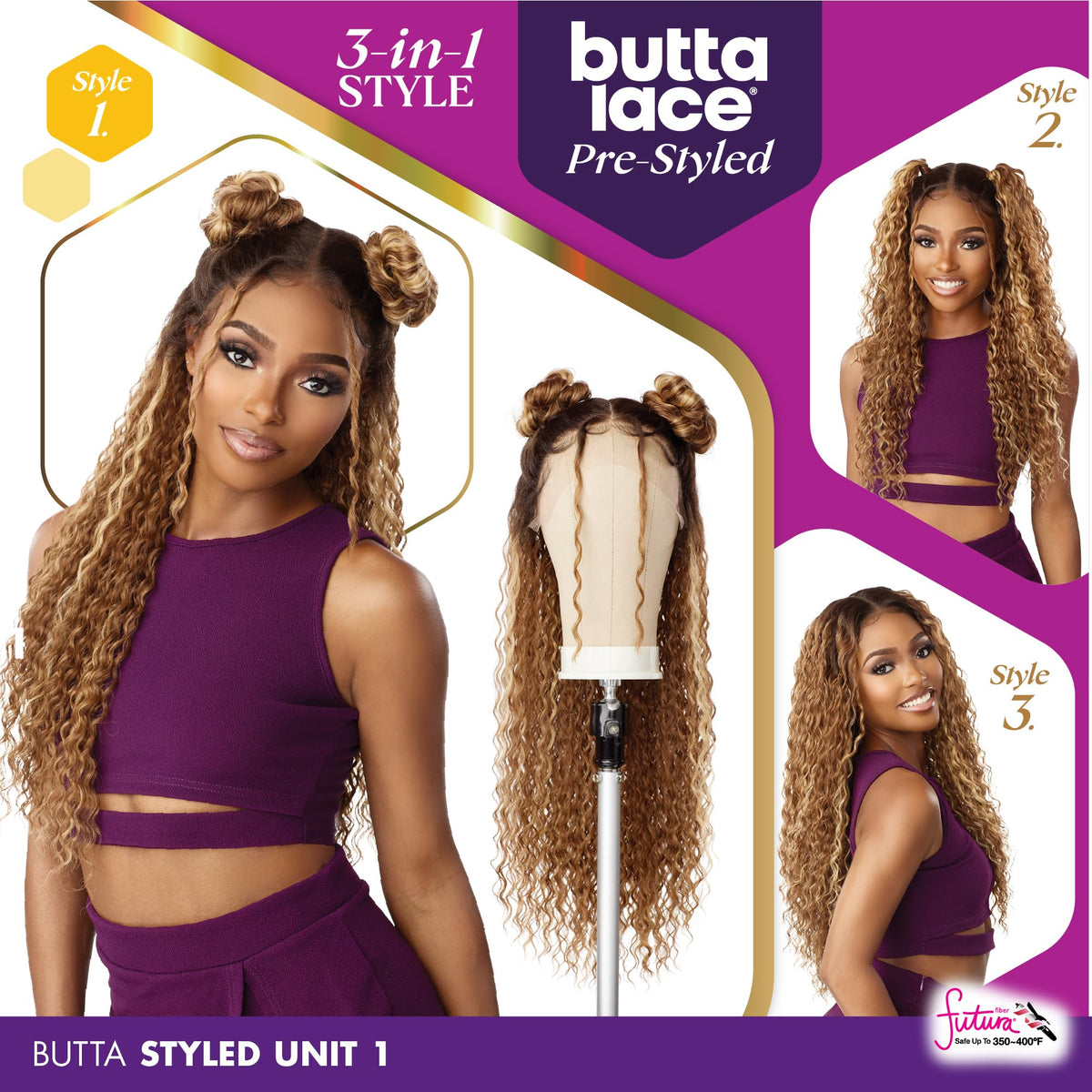 Sensationnel Butta Lace Prestyled Wig-Unit 1, 2 DARKBROWN