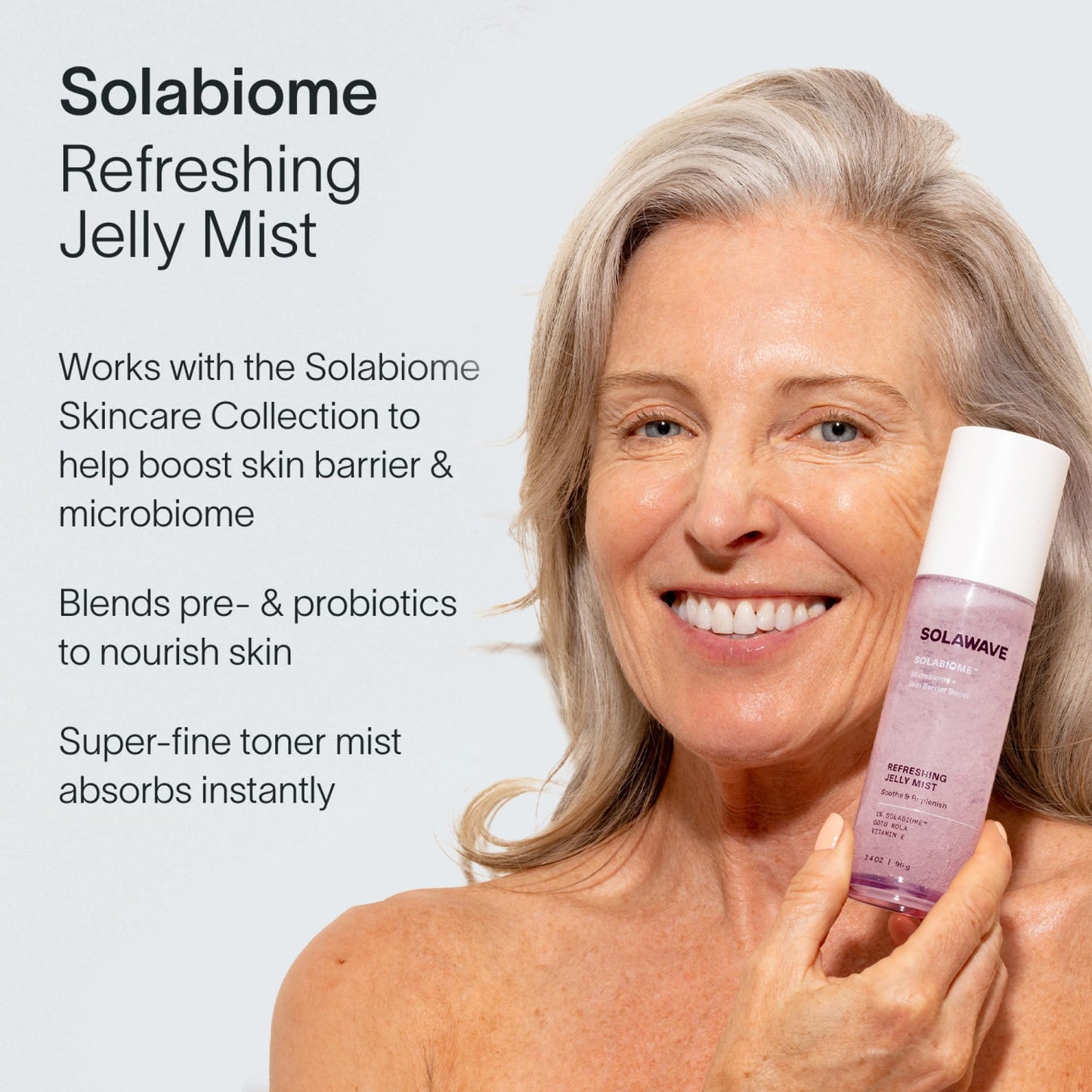 Solawave Refreshing Jelly Mist Toner with Gotu Kola, Prebiotics, Probiotics, Hydrating Pro Vitamin B5 for All Skin Types (3.4 OZ) Beauty & Personal Care Solawave
