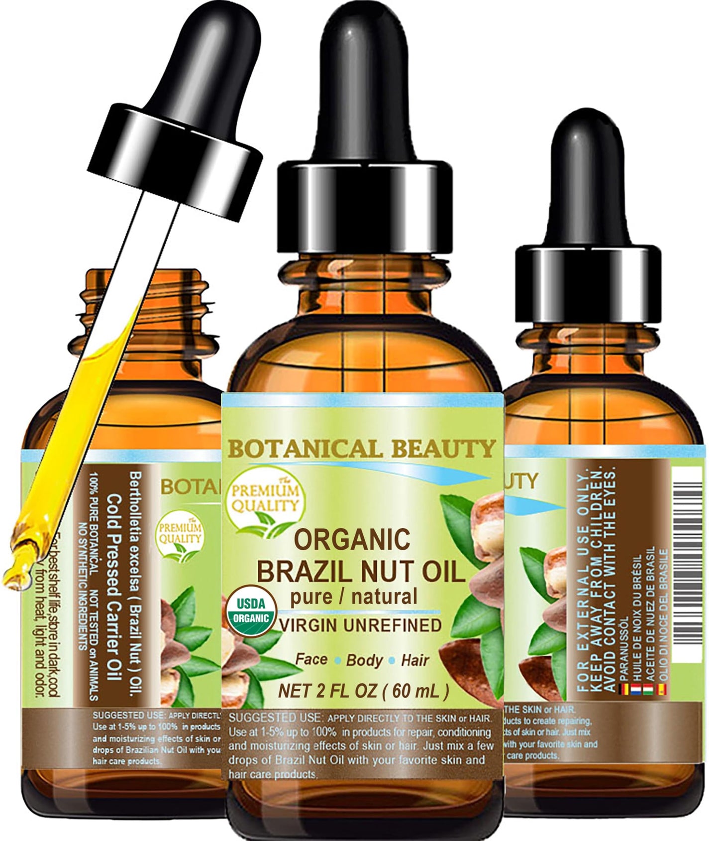 Botanical Beauty Organic BRAZIL NUT OIL Bertholletia Excelsa WILD GROWTH RAW Brazilian 100% Pure Natural Virgin Unrefined for FACE, SKIN, BODY, HAIR Beauty & Personal Care Botanical Beauty