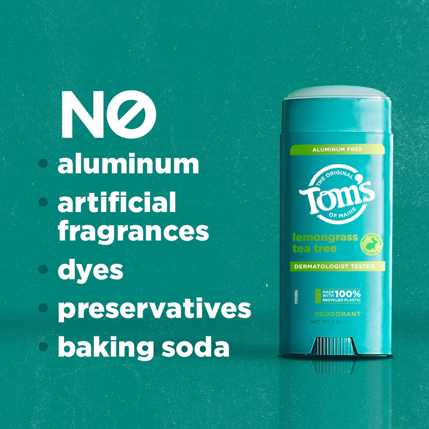 Tom’s of Maine Lemongrass Tea Tree Aluminum Free Natural Deodorant For Women & Men - Goes on Clear - Odor & Wetness Protection - Naturally Derived Beauty and Personal Care Tom's of Maine
