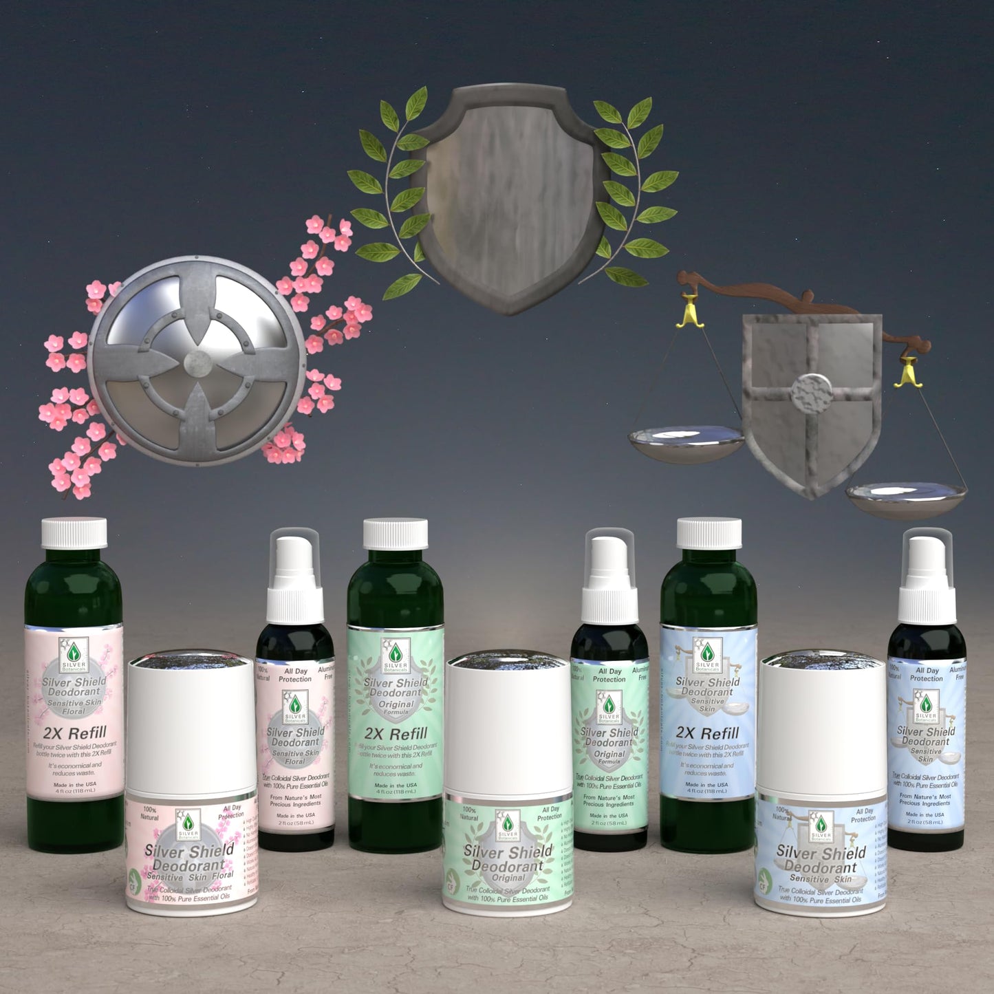 Silver Shield Deodorant - Sensitive Skin Formula - 2X Refill, All Natural Colloidal Silver Deodorant, 4 oz. Beauty and Personal Care Silver Botanicals