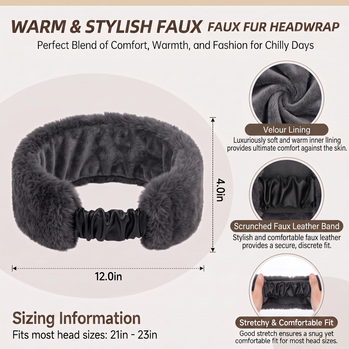 C.C Women's Faux Fur Headband Winter Ear Warmer