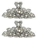 2 Pcs Women Retro Chic Rhinestone Alloy Fancy Hair Claw Jaw Clips Pins -Vintage Flowers Hair Catch Updo Grip Hair Accessories for Thick Hair Beauty & Personal Care Kukiwhy