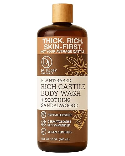 Dr. Jacobs Naturals Pure Castile Soap Liquid Body Wash, Sandalwood - Plant Based Soap Infused with Vitamin E and Aloe Vera to Moisturize Dry Beauty & Personal Care DR.JACOBS NATURALS