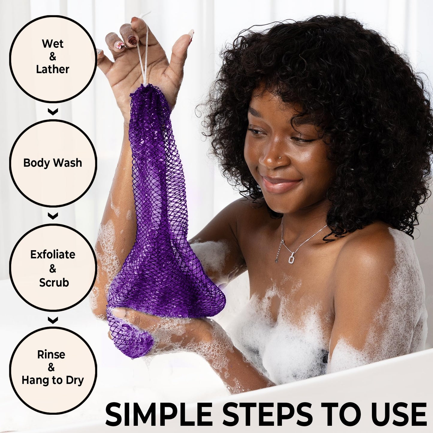 African Net Sponge Authentic - Real African Exfoliating Body Scrubber Sponge with Knots - Shower Washcloths for Exfoliator - Body Care Bathing Beauty and Personal Care MINISENTIALS
