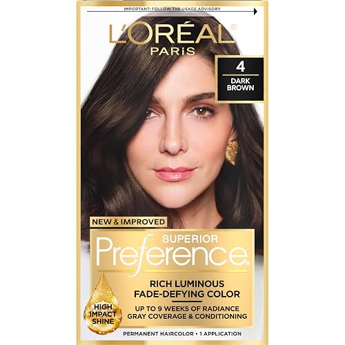 L'Oreal Paris Superior Preference Luminous Fade-Defying Permanent Hair Color, Hair Dye For Up to 9 Weeks of Radiance, Dark Brown 4, 1 Hair Dye Kit Beauty & Personal Care L'Oreal Paris