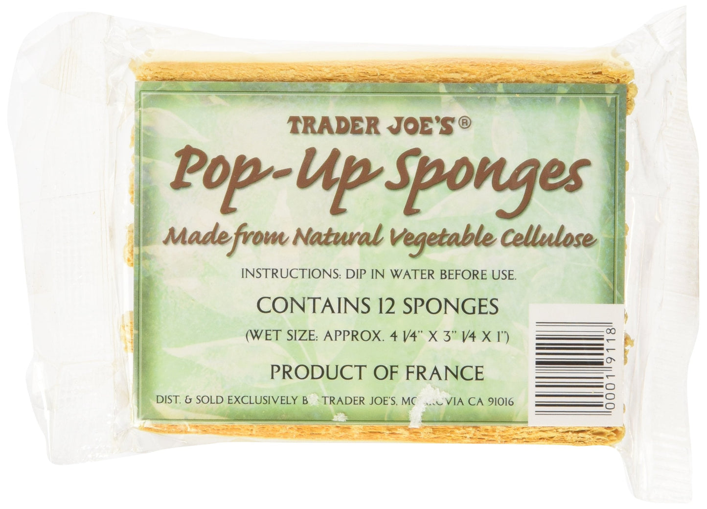 Trader Joe's Pop up Sponges Made From Natural Vegetable Cellulose 12 Sponges, 1 Pack Beauty & Personal Care Trader Joe's