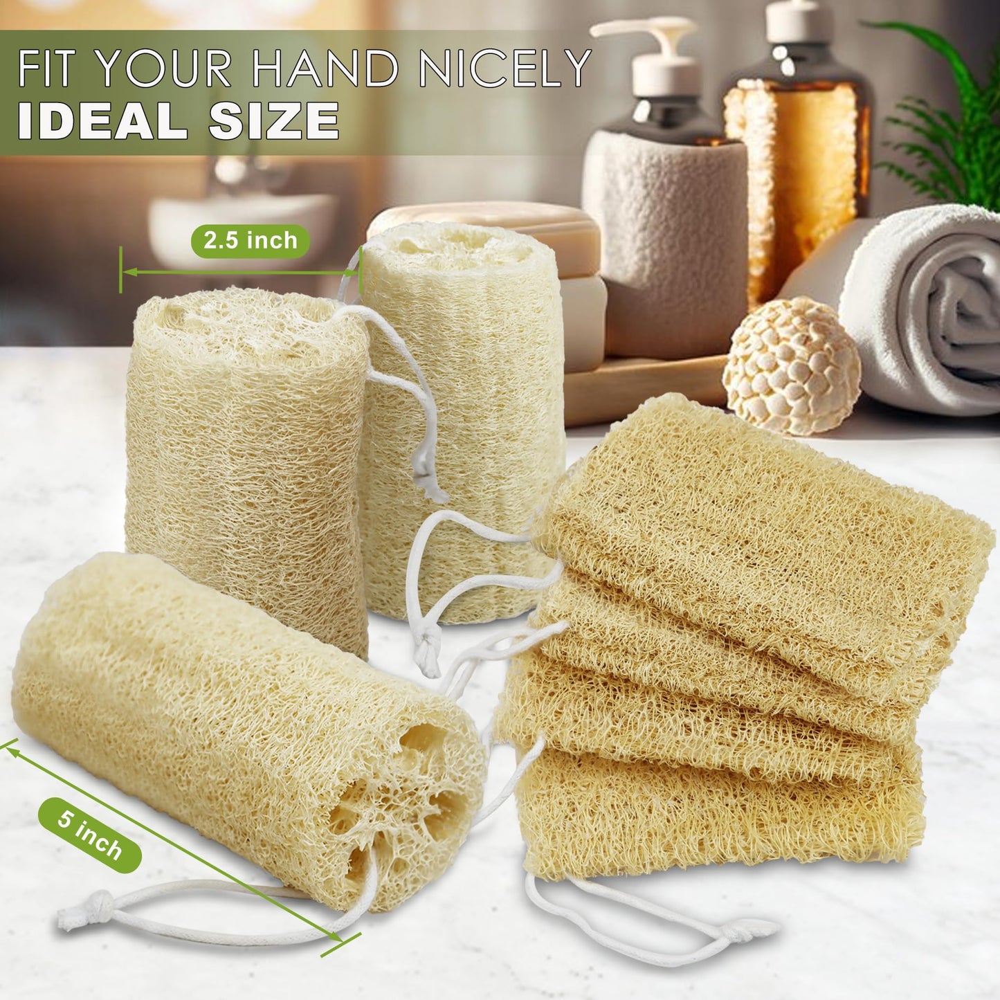 7 Pack Natural Loofah Exfoliating Body Scrubber, 5 Inches Organic Luffa Bath Sponge Exfoliating Shower Body Scrubber for Deep Cleaning & Smooth Skin Beauty & Personal Care METLUCK