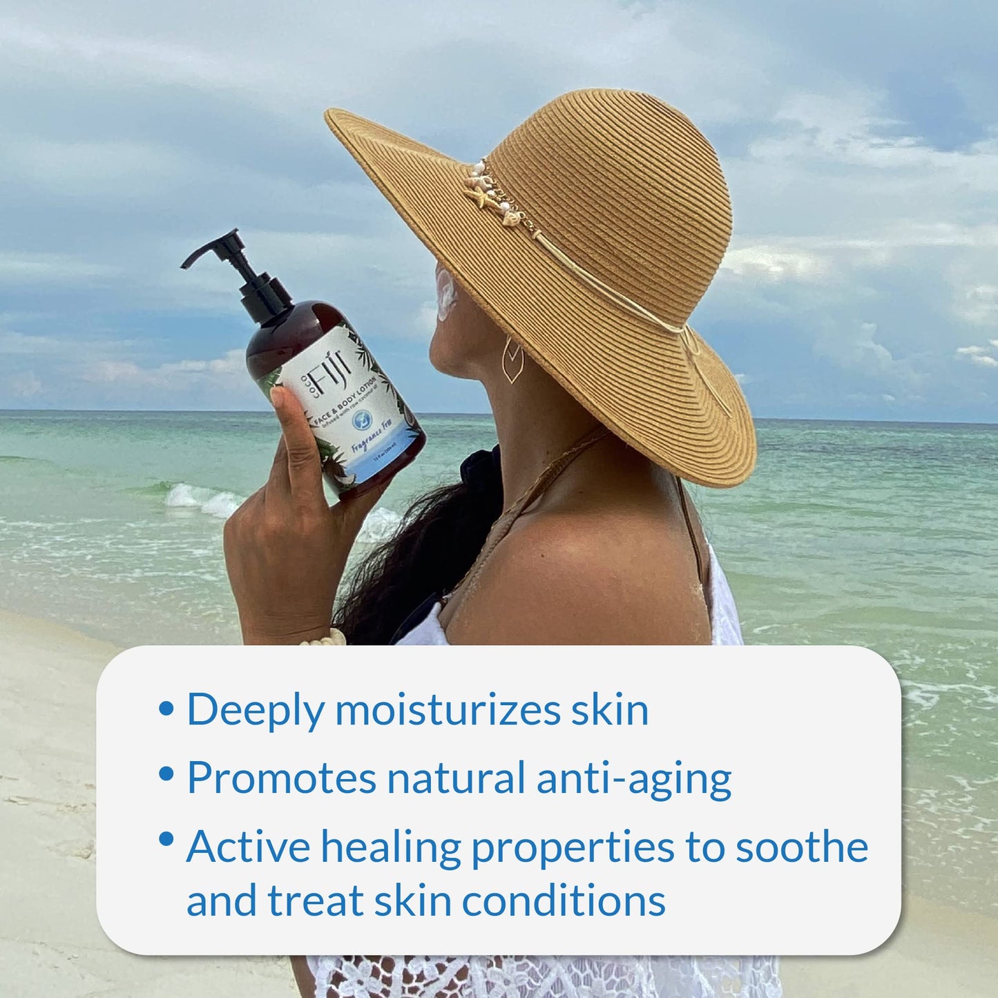Coco Fiji Face & Body Lotion Infused With Coconut Oil | Lotion for Dry Skin | Moisturizer Face Cream & Massage Lotion for Women & Men | Fragrance Free Beauty & Personal Care Organic Fiji