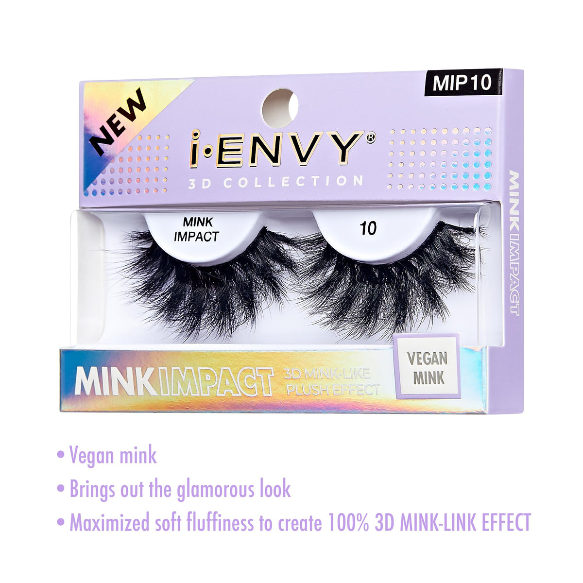 i-Envy False Lashes 3D Mink-Like Plush Impact Natural to Dramatic Vegan Eyelashes (10) Beauty & Personal Care i•ENVY