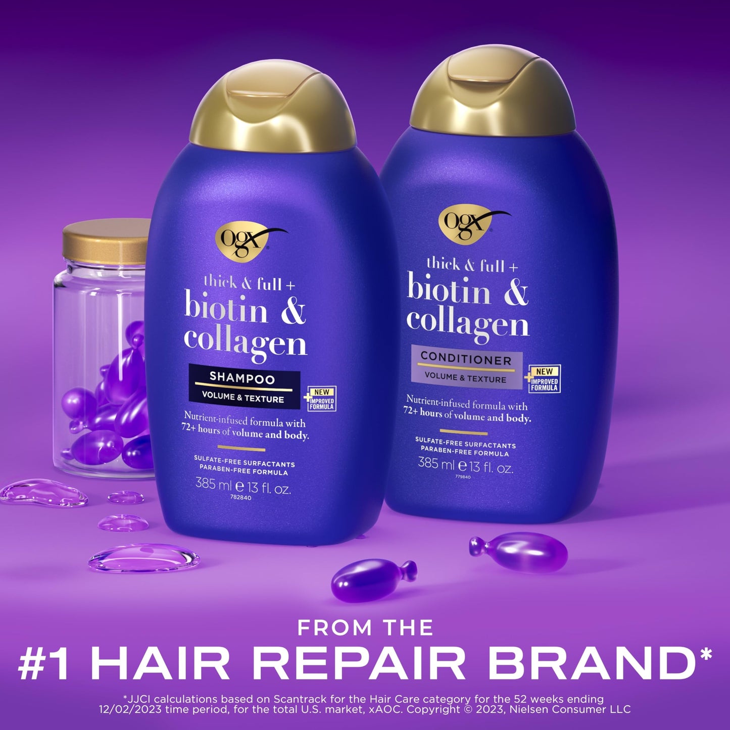 OGX Thick & Full + Biotin and Collagen for Hair Volume & Body, Sulfate Free Volumizing Shampoo & Conditioner Set for Fine & Thinning Hair Beauty & Personal Care OGX