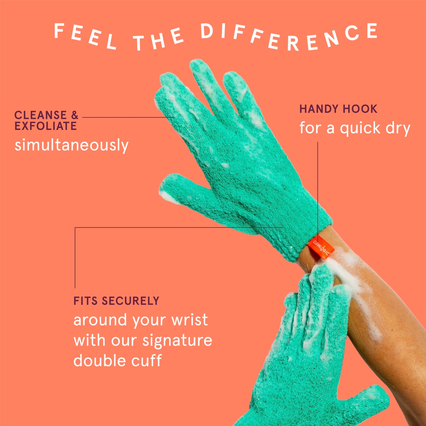 Clean Logic Stretch Bath & Shower Gloves, (1 Pack) Beauty & Personal Care Cleanlogic