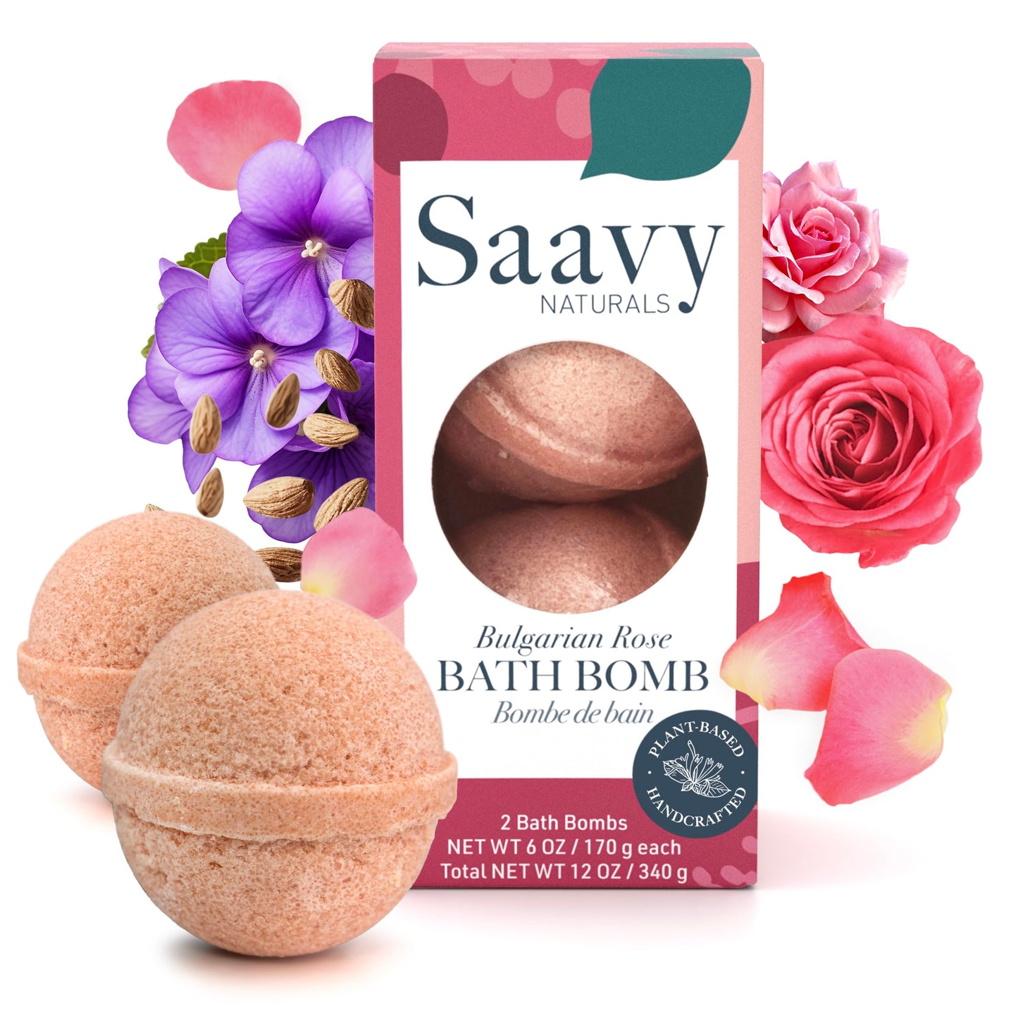 Saavy Naturals Bath Bombs - Relaxing Foaming Fizz Bubbles, Organic Bath Bombs for Women and Kids with Jojoba Oil - Gentle for Sensitive Skin - Made in Beauty and Personal Care Saavy Naturals