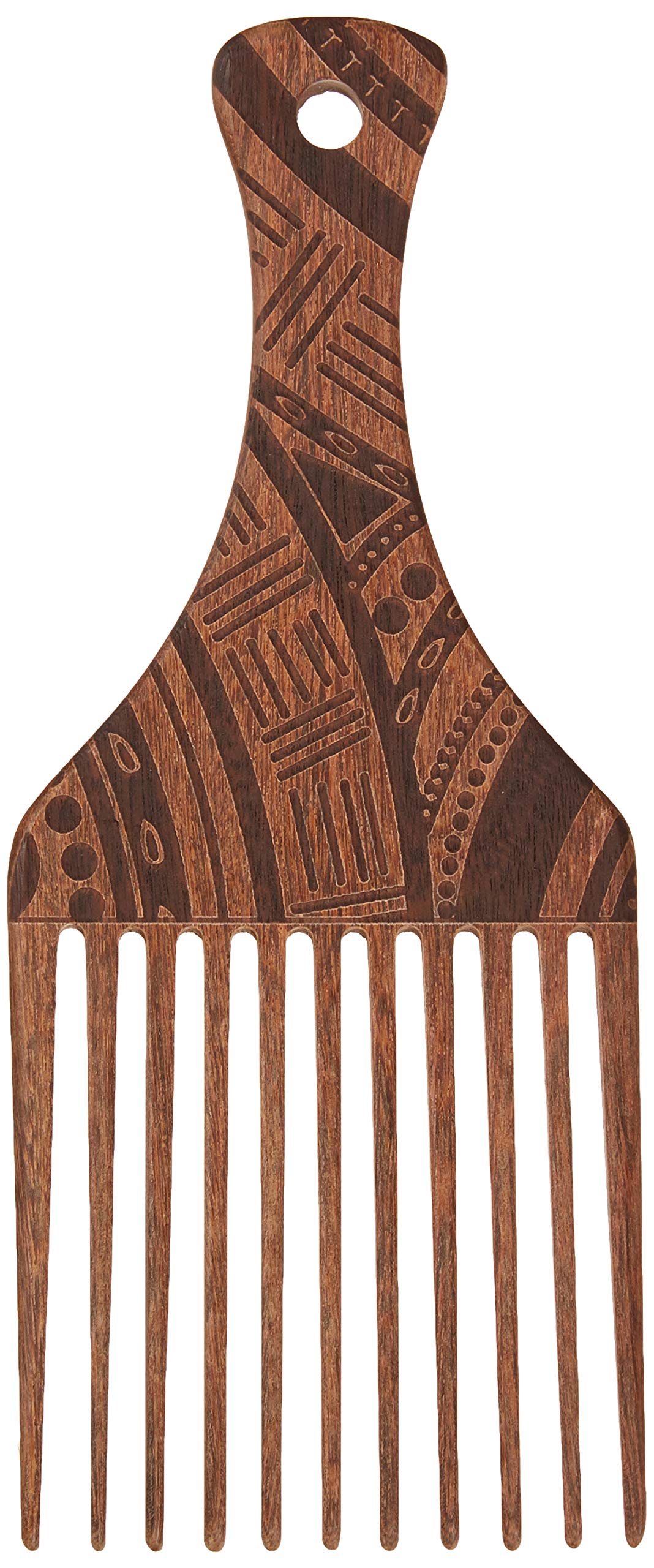 AFROPICK Wood Hair Pick for Long, Thick, Curly, & Afro Hair (Engraved Brown) Beauty & Personal Care Afropick