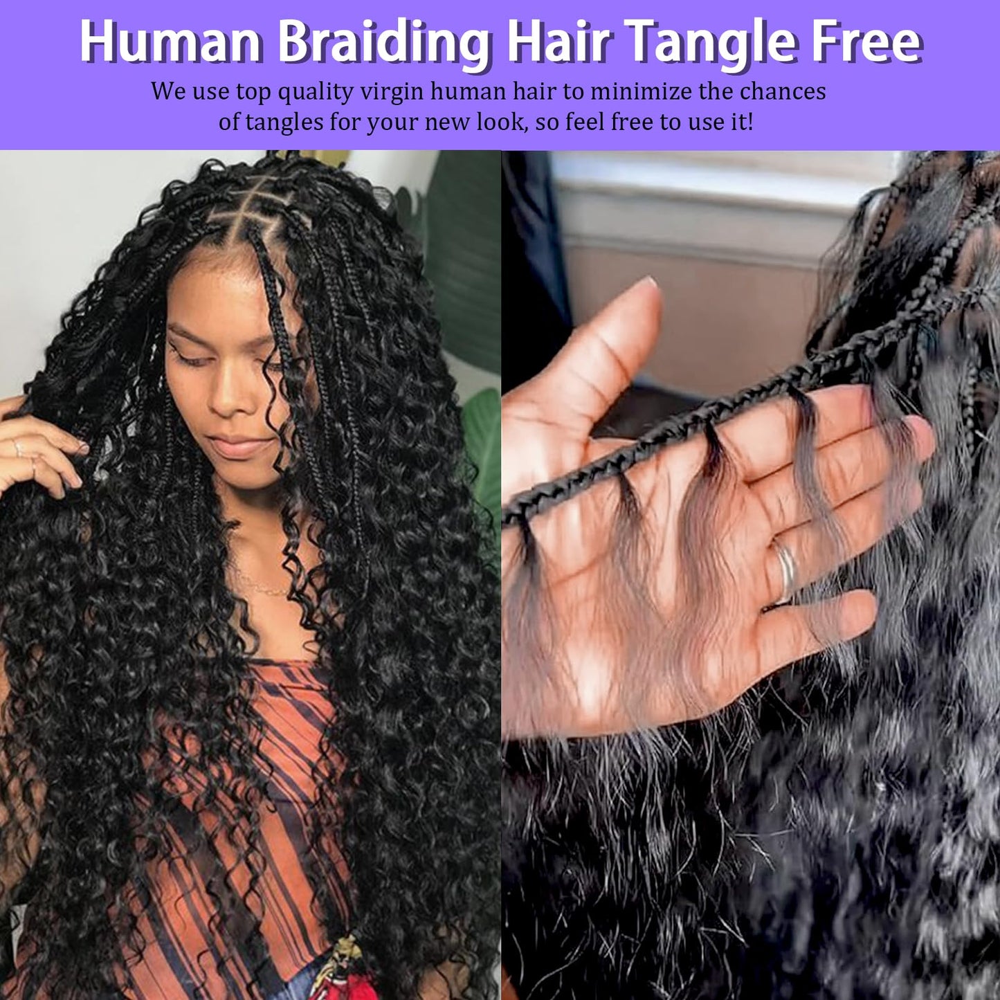 Human Braiding Hair for Boho Braids Human Hair 3 Bundles/Pack 110g 22 Inch Deep Wave Bulk Human Hair for Braiding Curly Knotless 12A Brazilian Virgin Beauty and Personal Care MOTFIN