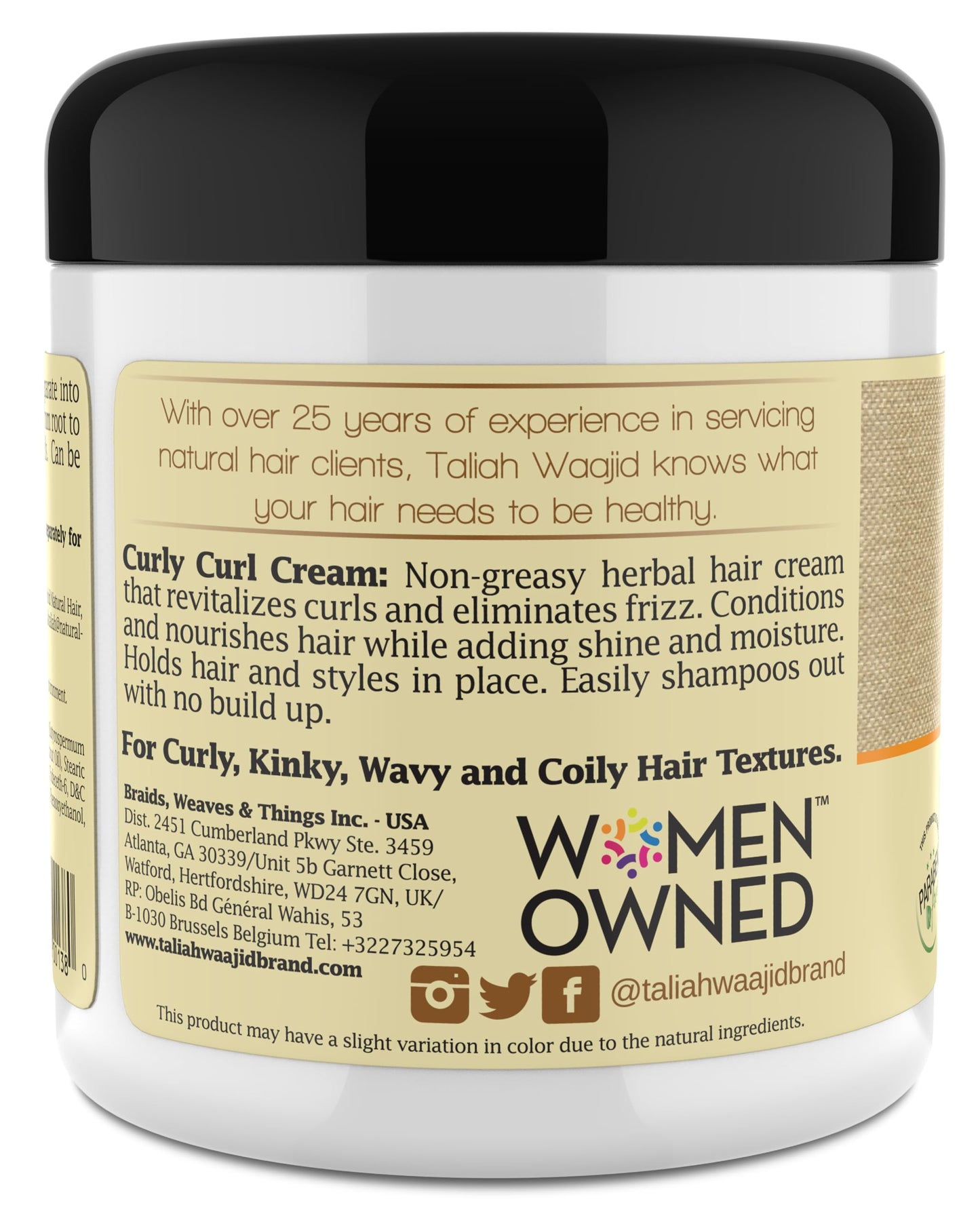 Taliah Waajid Curls Waves Natural - Curly Curl Cream | Extreme Curl Definition Hair Styling Gel | No Build-up or Frizz | 100% Paraben Free | Shea Beauty & Personal Care Taliah Waajid black earth products