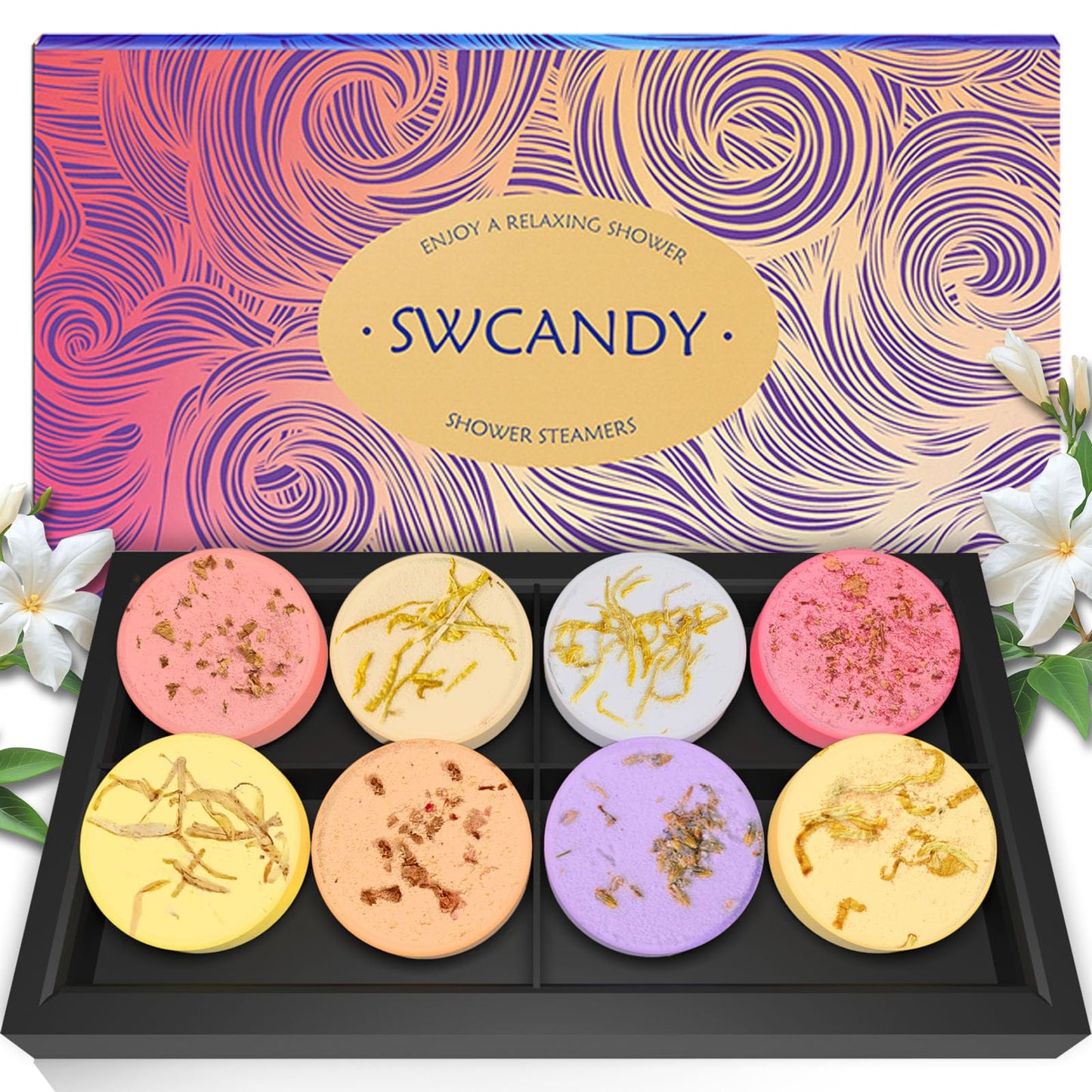 Shower Steamers Aromatherapy SWCANDY 8 Pack Gifts for Mom - Wife, Daughter, Grandma, Women, Sister and Teen Girls Natural Essential Oils Home Spa Self Beauty and Personal Care SWCANDY