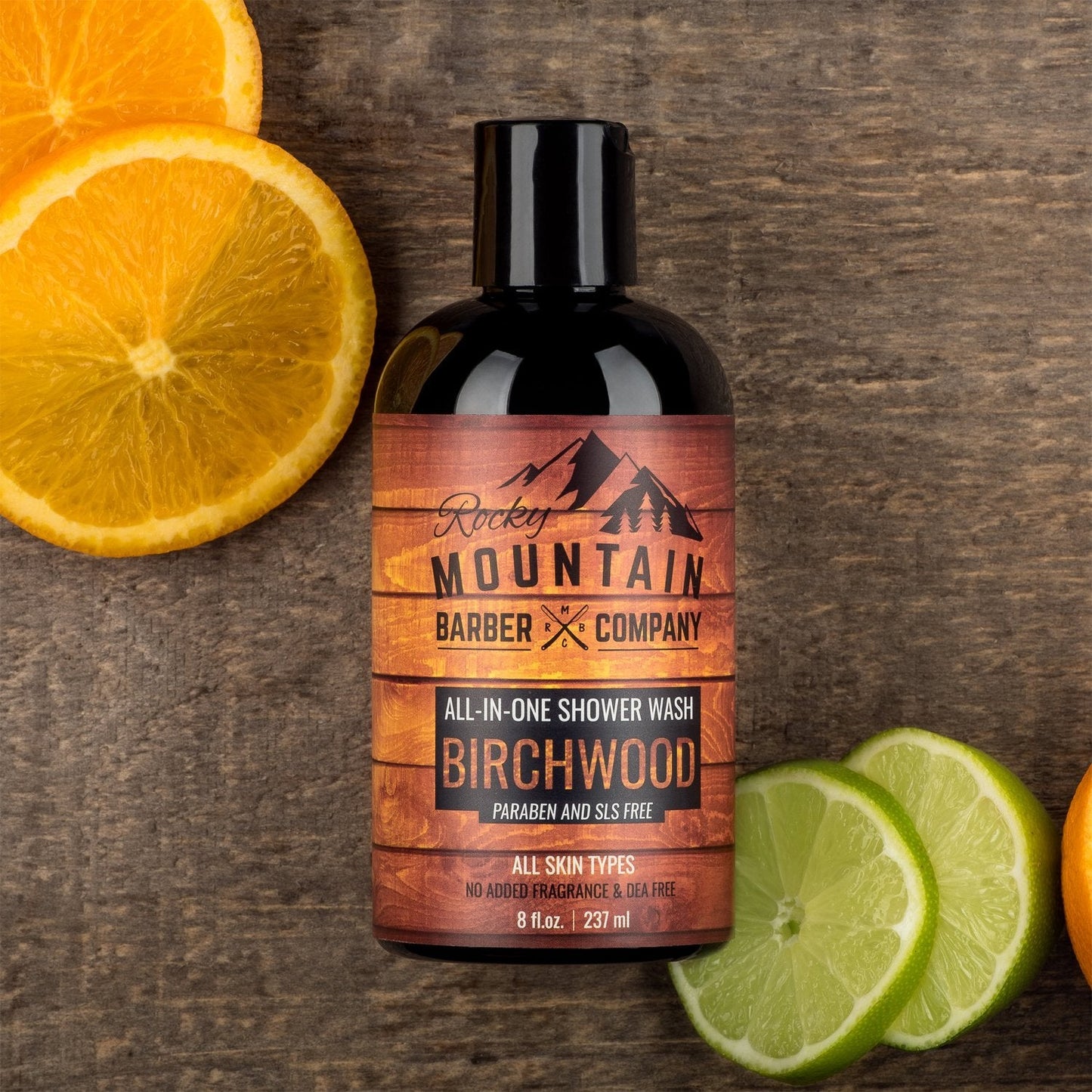 Rocky Mountain Barber Company Birchwood All-In-One Body Wash - Shampoo, Body Wash, Conditioner, Face Wash & Beard Wash with Essential Oils - 8 oz Beauty & Personal Care Rocky Mountain Barber Company
