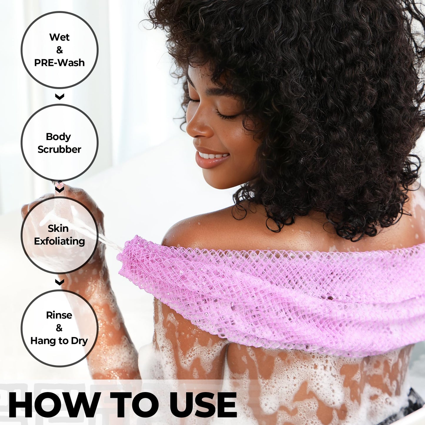 African Net Sponge Authentic - Exfoliating Back Scrub Bath Sponge with Knots - Afro Scrub Body Scrubber Exfoliator Washcloth - African Body Care Daily Beauty and Personal Care RelaxScene