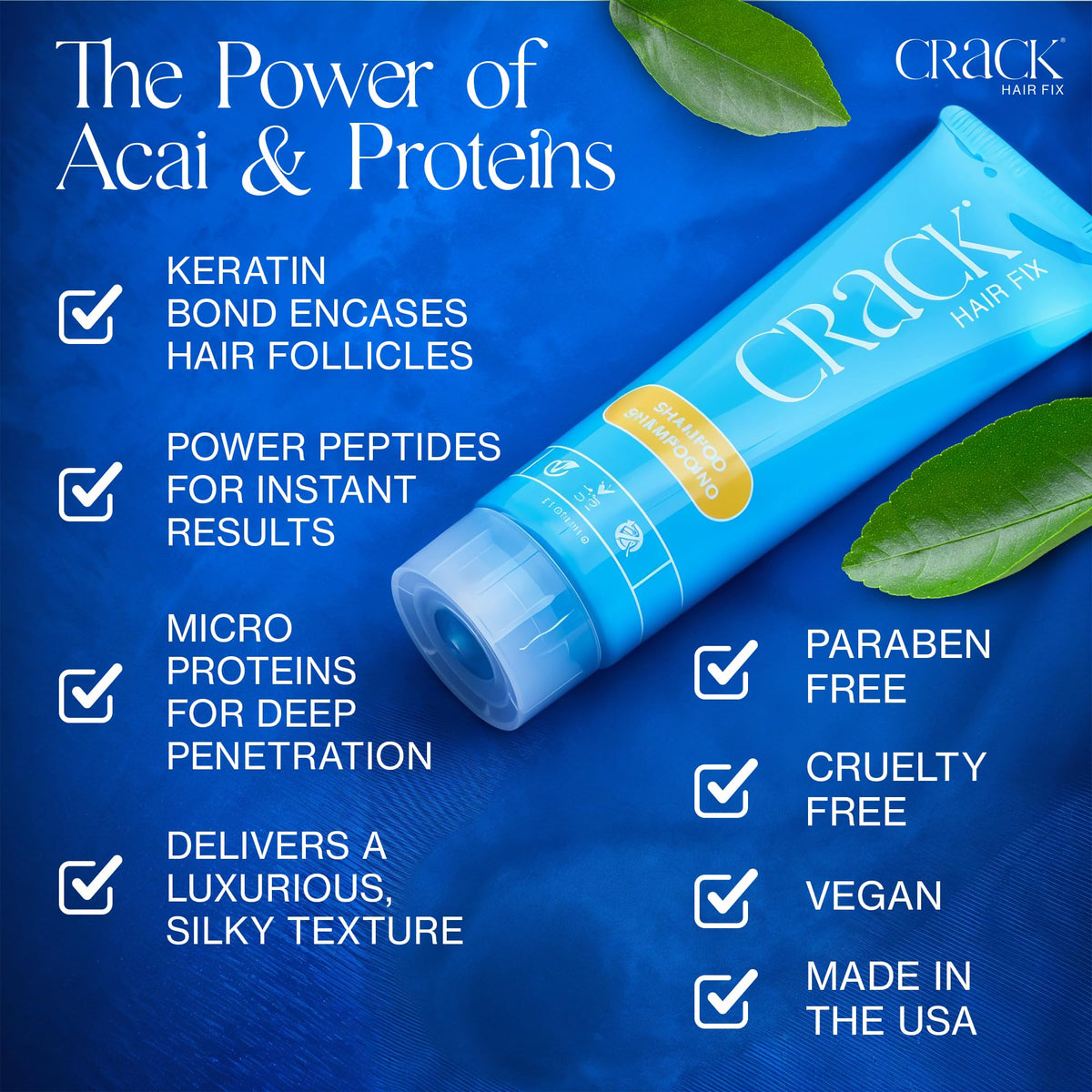 Crack HAIR FIX Shampoo with Twist Bottle | Moisturizing & Strengthening Sulfate-Free Formula | Protects Against Dryness, Reduces Breakage & Restores