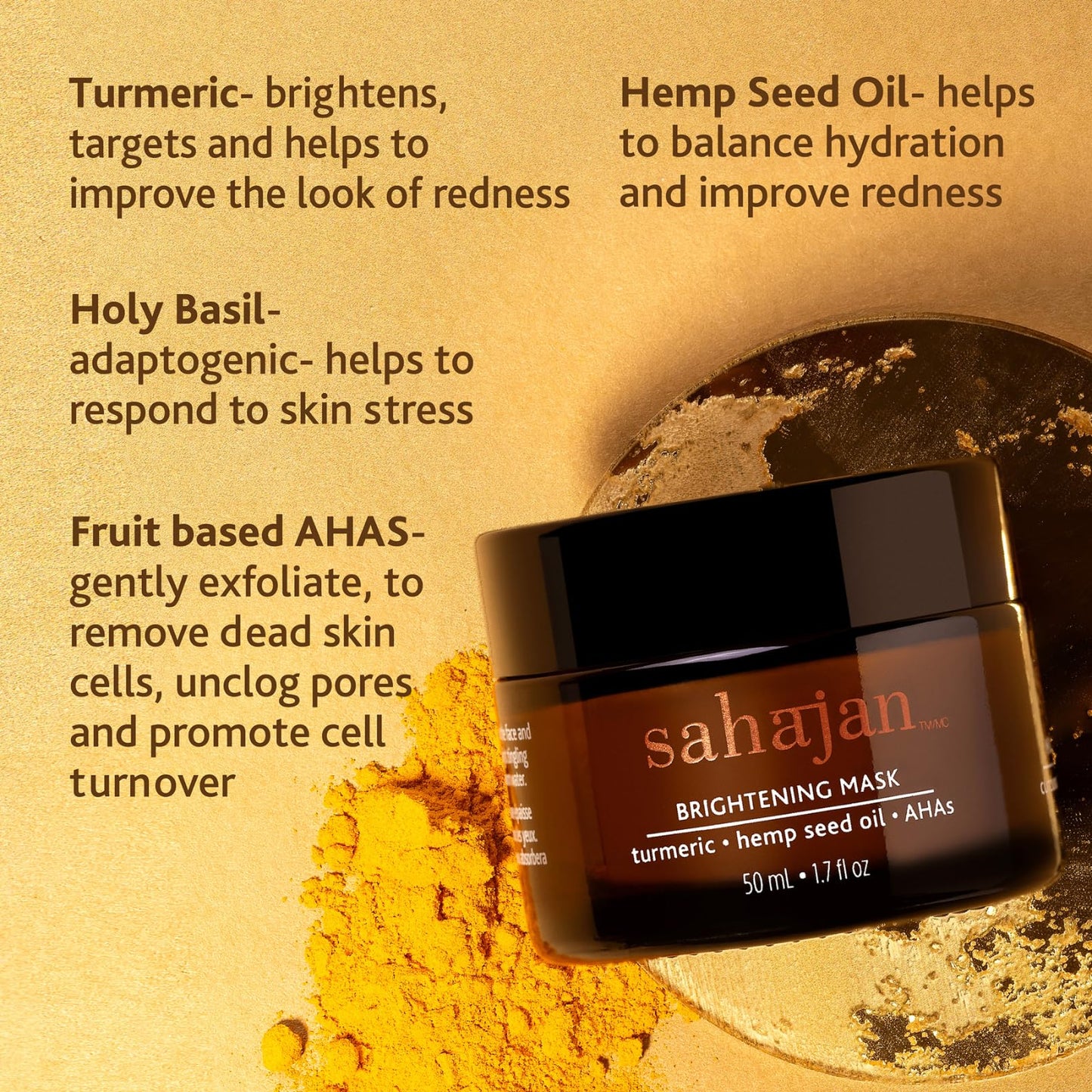 Sahajan the Science of Intuition Brightening Face Mask with Tumeric and Hemp Seed Oil 50ml 1.7 fl oz Beauty & Personal Care Sahajan