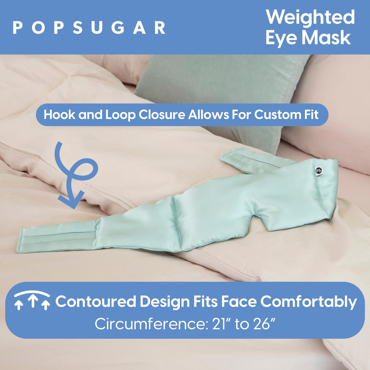 POPSUGAR Weighted Sleep Eye Mask, Light-Blocking and Silk Eye Mask for Adults and Women, Best for Sleeping and Travel, Comfortable Contoured Design Beauty & Personal Care POPSUGAR