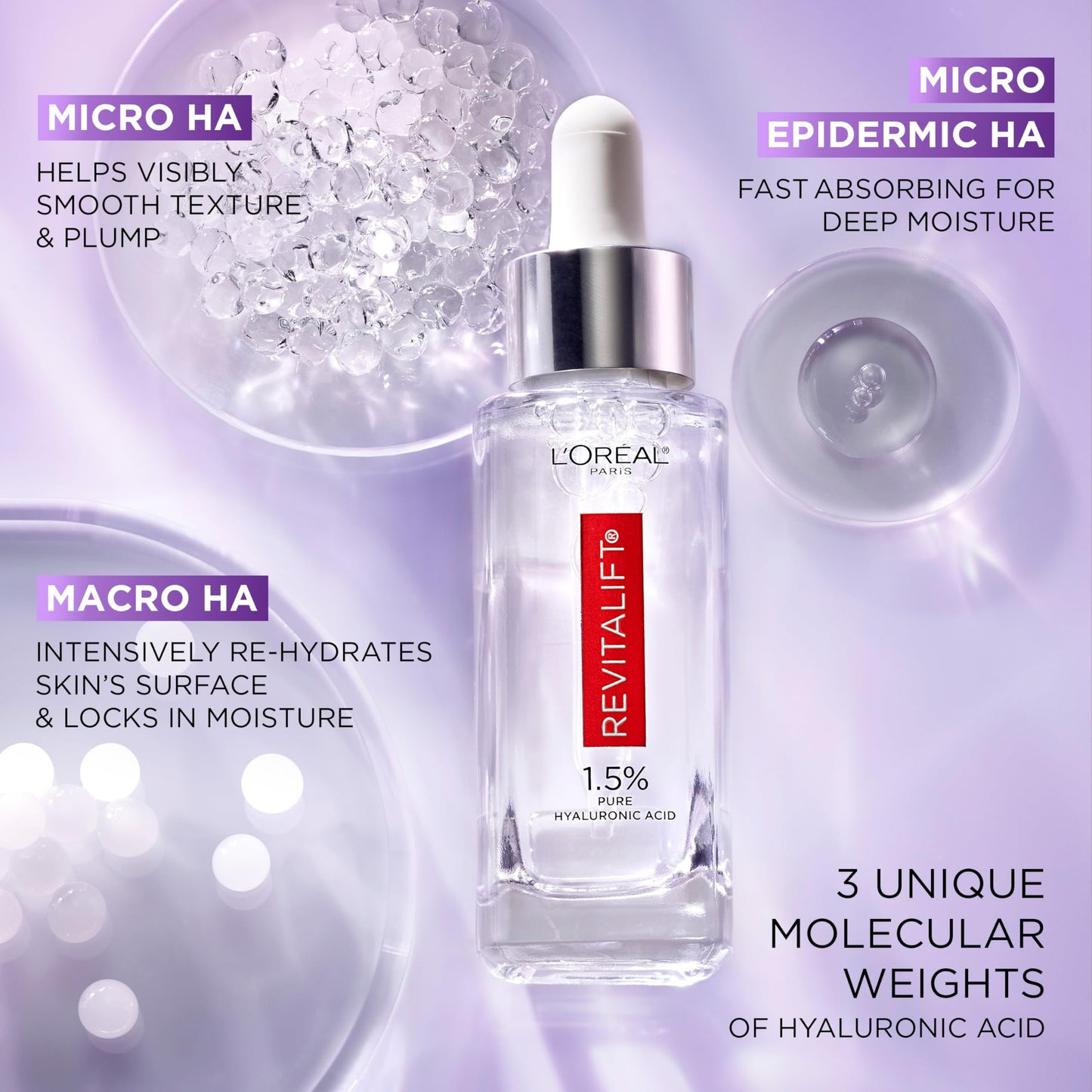 L'Oreal Paris Revitalift 1.5% Pure Hyaluronic Acid Serum for Face, Anti Aging Serum to Hydrate Skin & Reduce Wrinkles, Fragrance Free Skin Care Beauty & Personal Care L'Oreal Paris