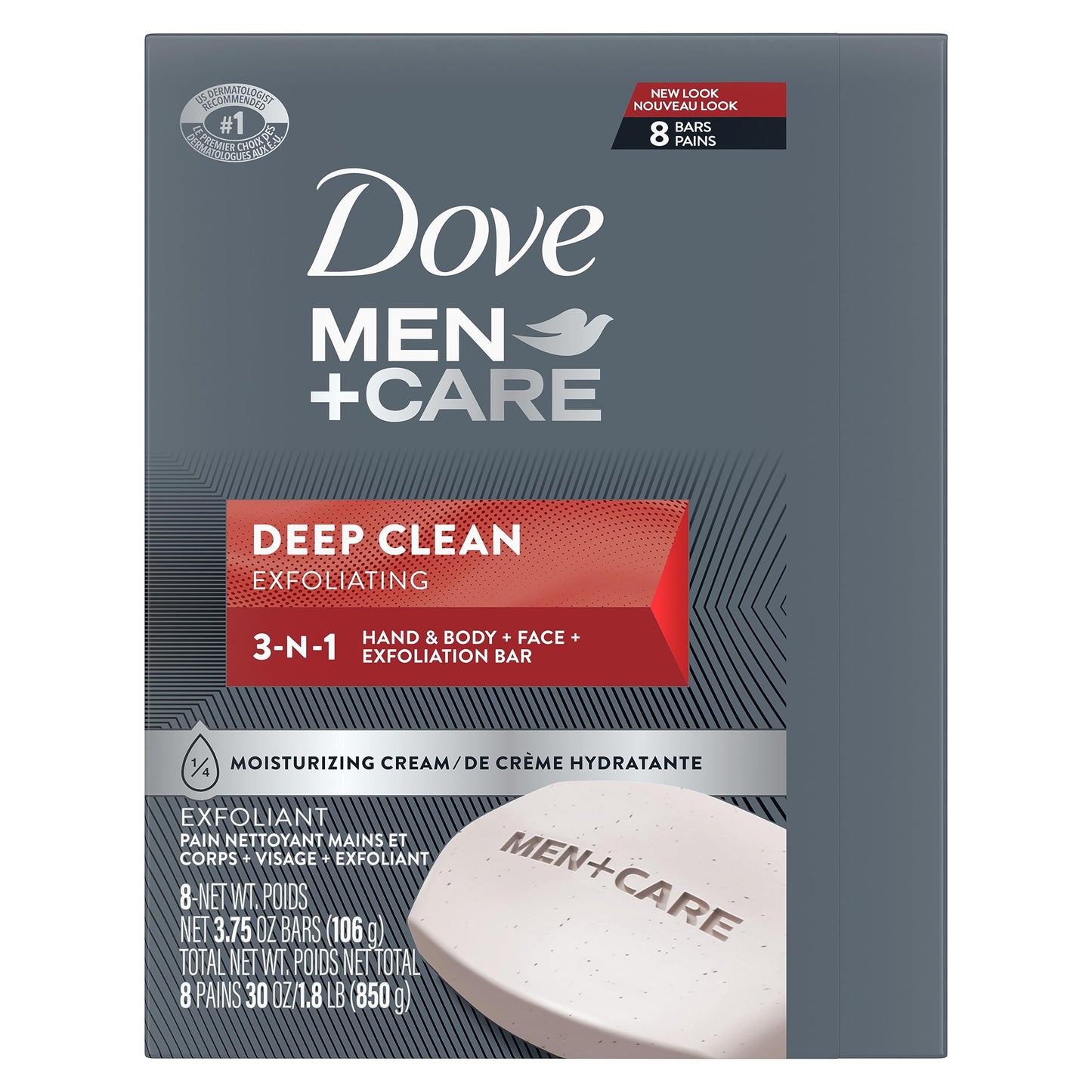 Dove Men+Care Men's Bar Soap Deep Clean 8 Bars More Moisturizing Than Bar Soap Effectively Washes Away Bacteria, Nourishes Your Skin 3.75 oz Beauty & Personal Care DOVE MEN + CARE