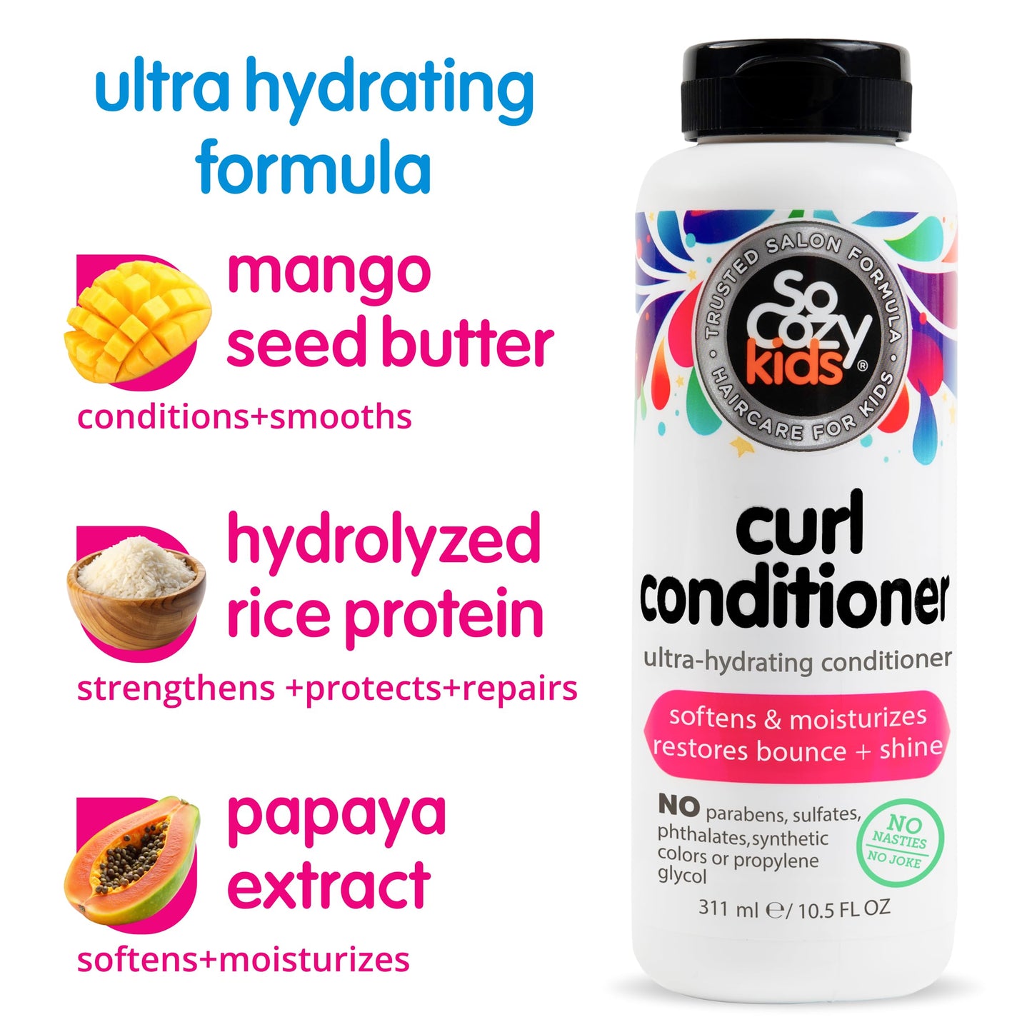 SoCozy Curl Conditioner | For Kids Hair | Softens, Restores Bounce and Shine | No Parabens, Sulfates, Synthetic Colors or Dyes, Sweet-Crème, 10.5 Fl Beauty & Personal Care SO COZY