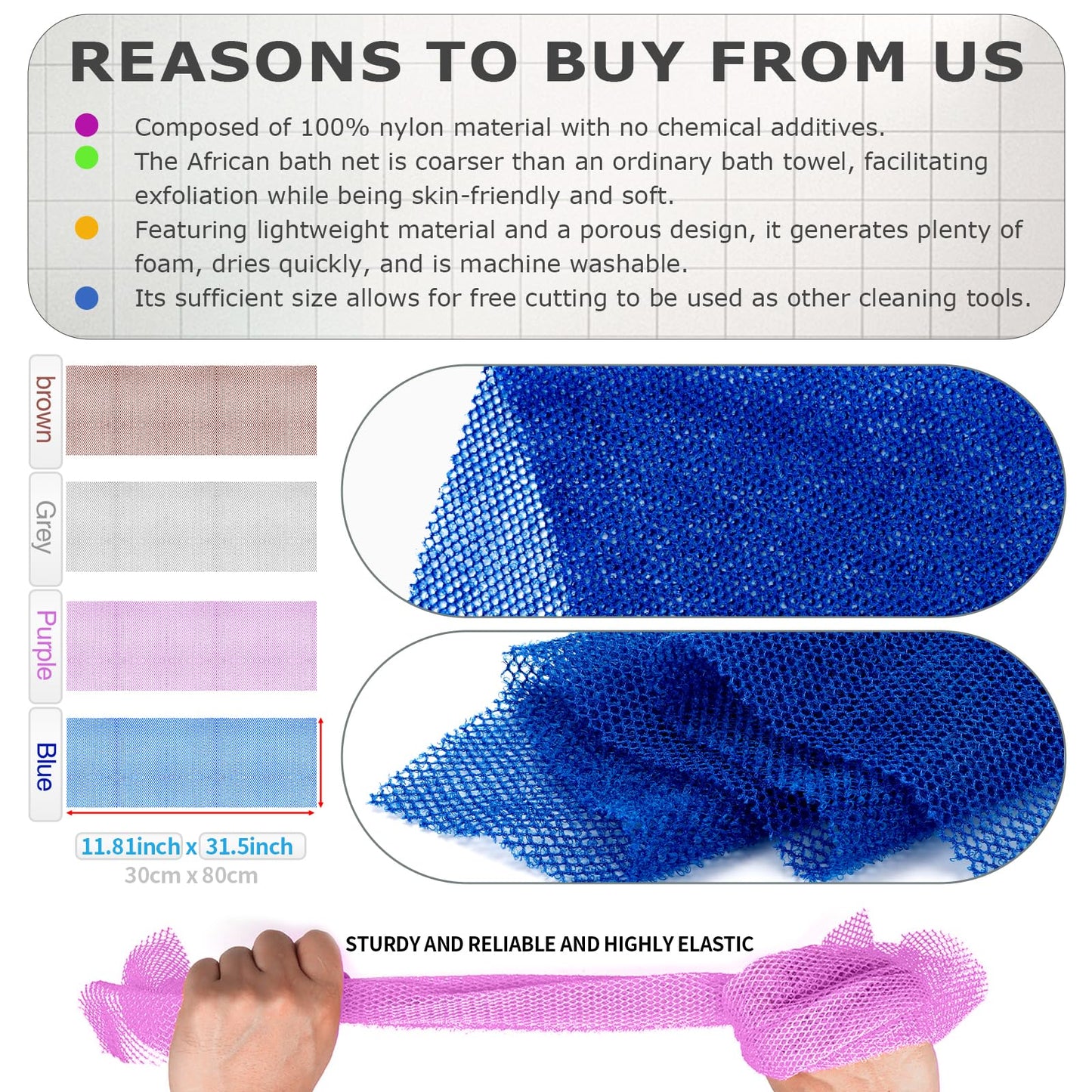 SpiralScgv 4 Pieces African Net Sponge for Deep Exfoliation - African Net Sponge Authentic, Exfoliating Washcloth, Quick-Drying African Net for Smooth Beauty and Personal Care SpiralScgv