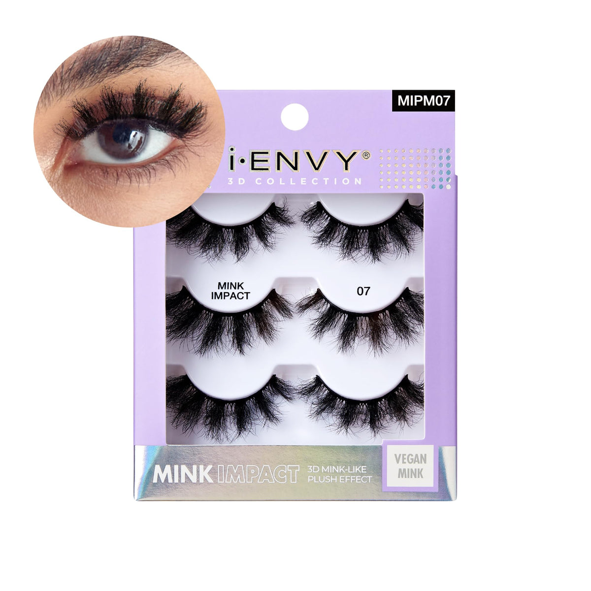 I-Envy 3-in-1 MinkImpact Multipack, 100% 3D Mink-Like Vegan Lashes, Soft, Natural, Fluffy & Lush, Clear Undetectable Band, Lightweight & Comfortable