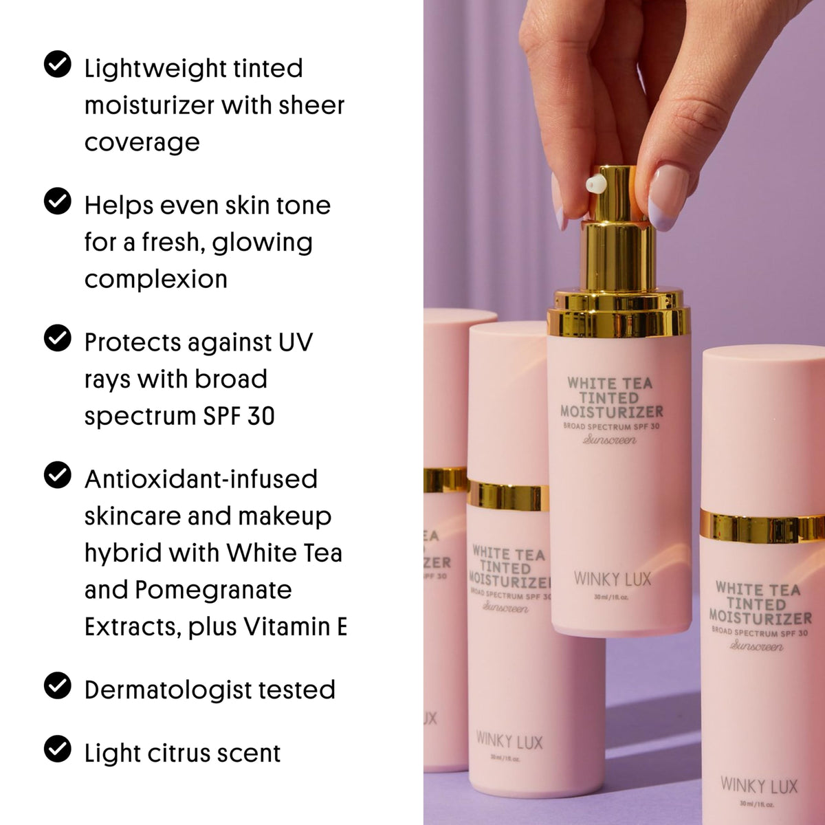 WINKY LUX White Tea Tinted Moisturizer SPF 30 - Fair, Lightweight
