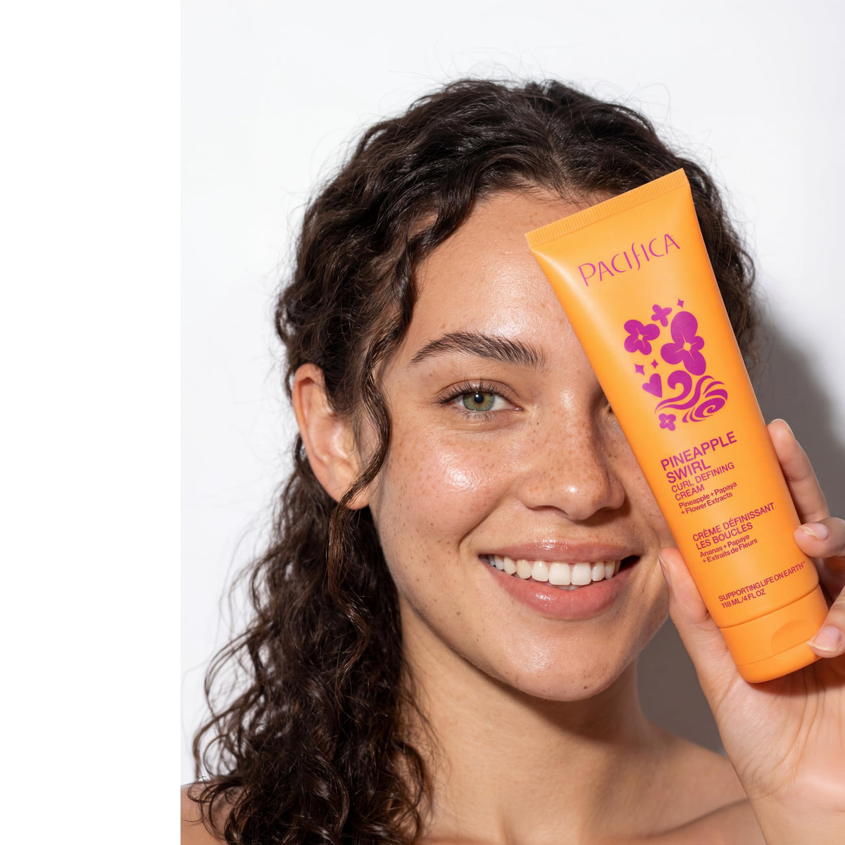 Pacifica Pineapple Swirl Curl Defining Cream - Bounce, Frizz Control & Curl Enhancer Styling Cream for Curly Hair & Wavy Hair - Coconut Oil &