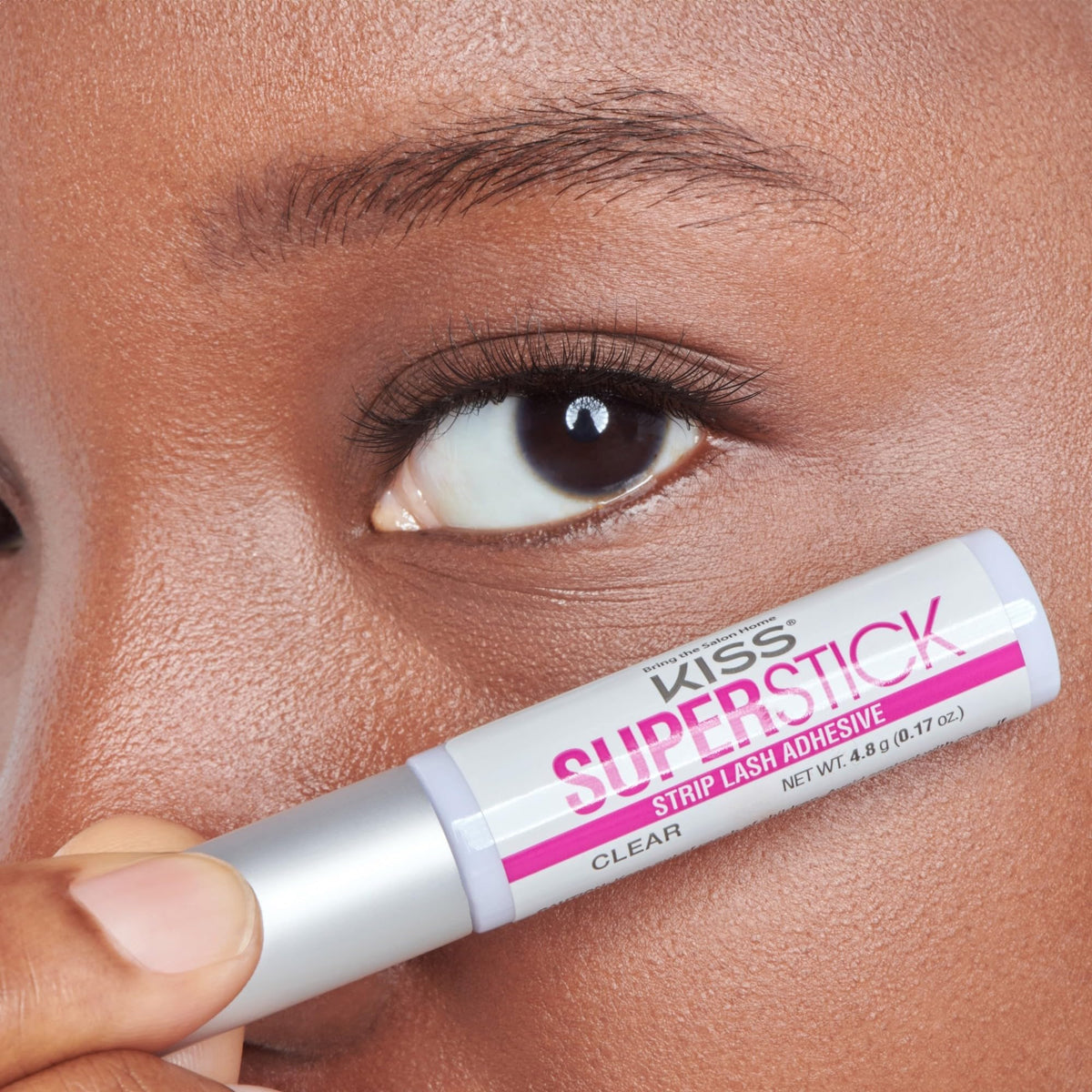 Kiss SuperStick Lash Glue for Strip Eyelashes, Clear, 0.17 Oz (4.8 g), Dermatologist-Tested, Extended Wear Lash Adhesive, Easy-to-Apply Quick-Dry