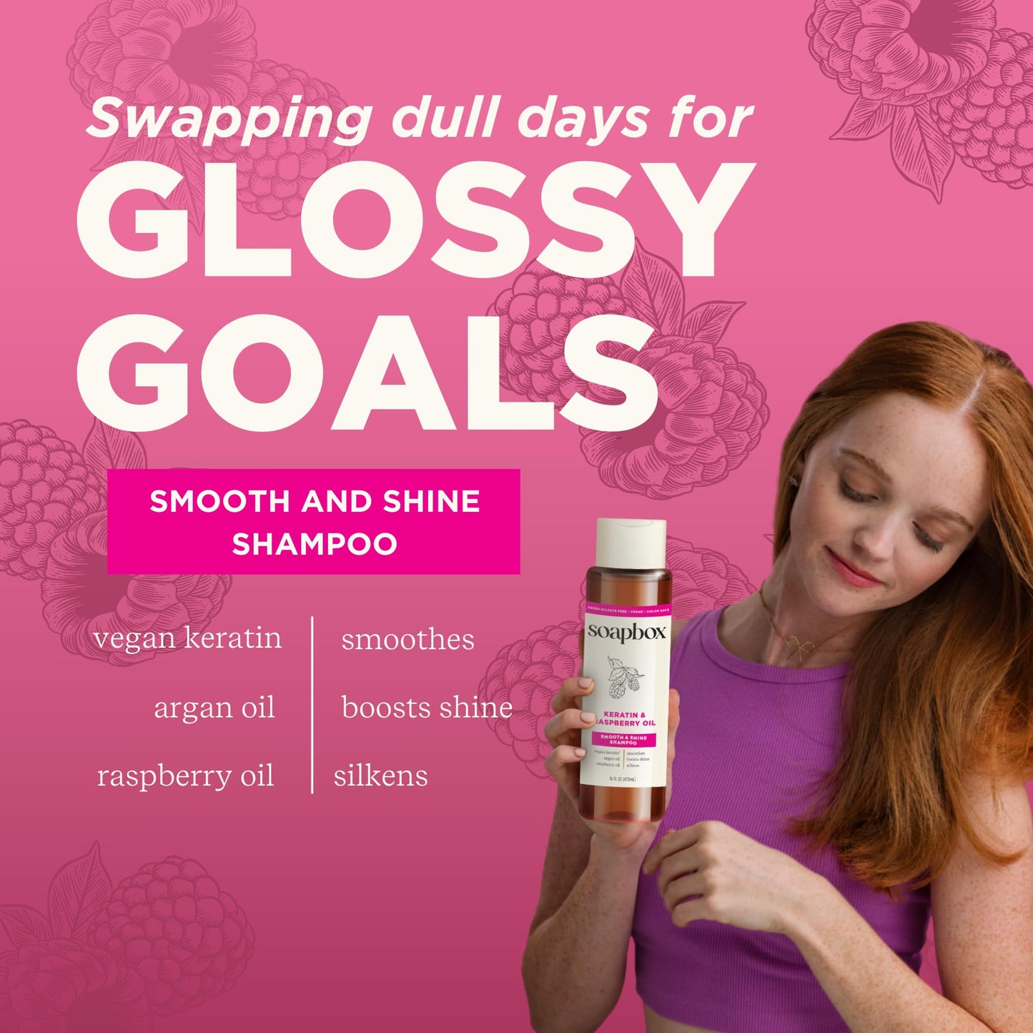 Soapbox Keratin & Raspberry Seed Oil Shampoo & Conditioner Set, Leaves Hair Shiny, Smooth & Glossy - Clean Ingredients Free of Harsh Chemicals Beauty & Personal Care Soapbox
