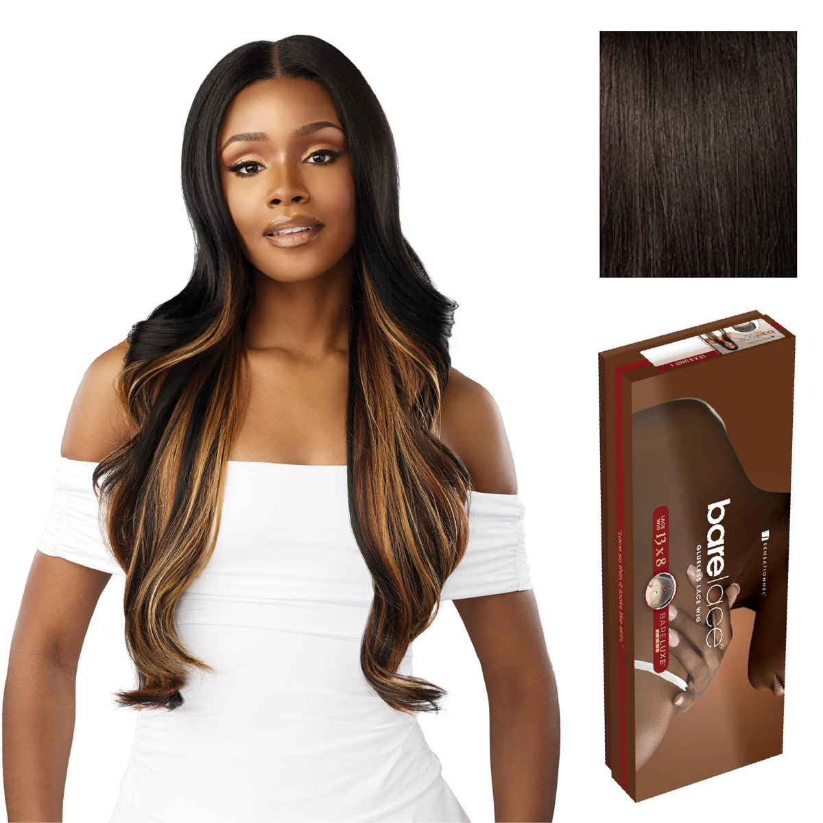 Sensationnel Barelace 13x8 LaceWig-Unit 4, 2 DARKBROWN