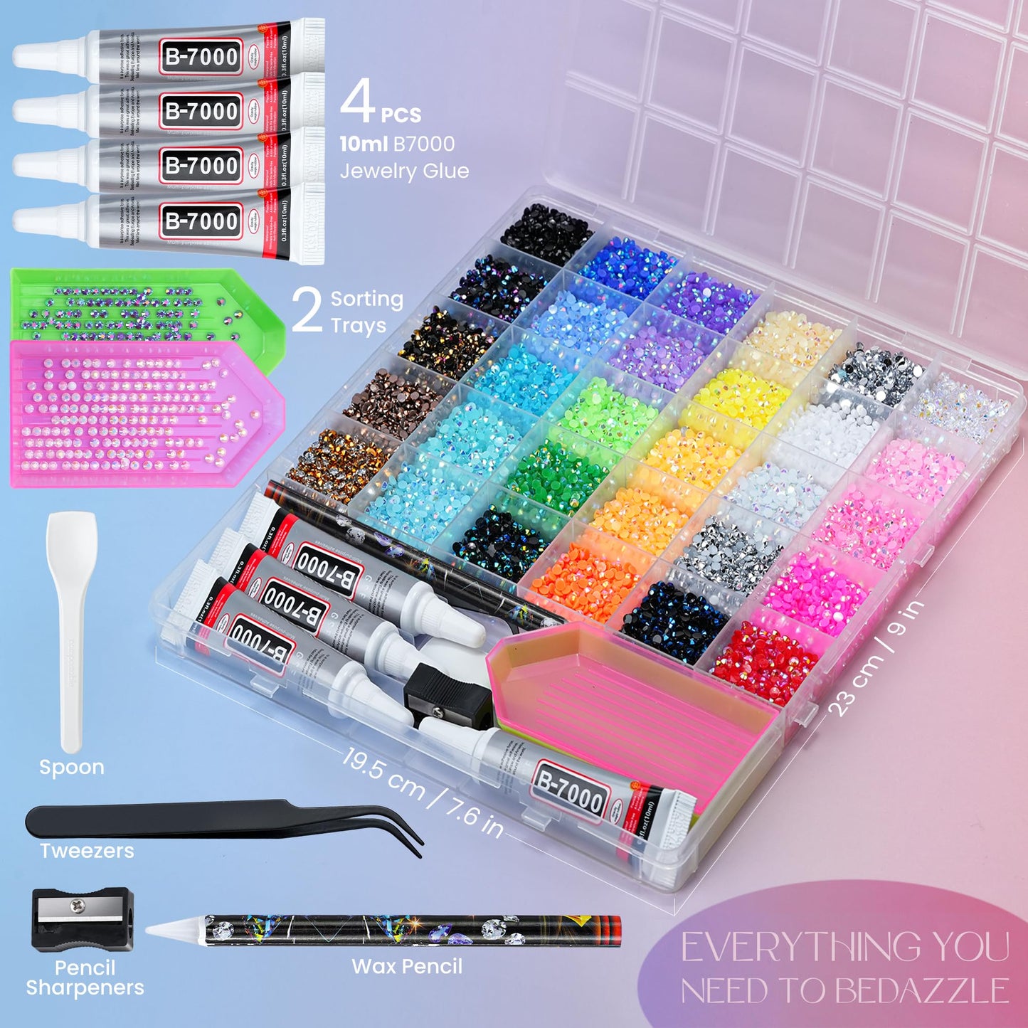 LOTWOW 40000 Pcs Resin Jelly Rhinestones Kit, 30 Colors 3mm Flatback Rhinestones with 4 Pcs B7000 Jewelry Glue & Tools, All-in-One Bedazzling Kit Beauty and Personal Care LOTWOW