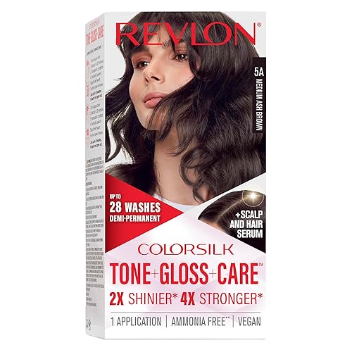 Revlon ColorSilk Tone + Gloss + Care Demi Permanent Hair Color, Dye Kit with Leave-In Scalp and Haircare Serum, 2x Shinier, 4x Stronger, 5A Medium Ash Beauty & Personal Care REVLON