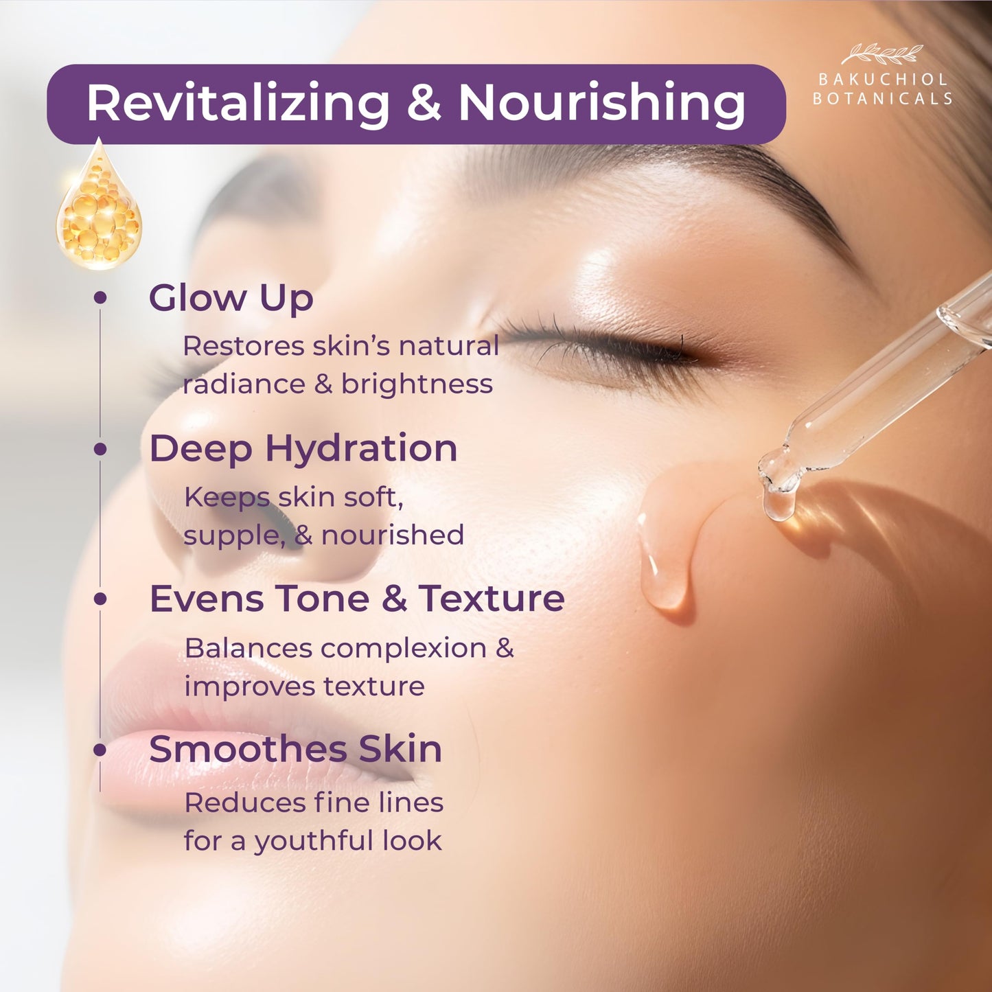 Bakuchiol Botanicals Facial Serum - Plant-Based Retinol - Evens Natural Tone & Complexion - Diminishes Blemishes & Damaged Cells - Smooth Skin Beauty & Personal Care Bakuchiol Botanicals