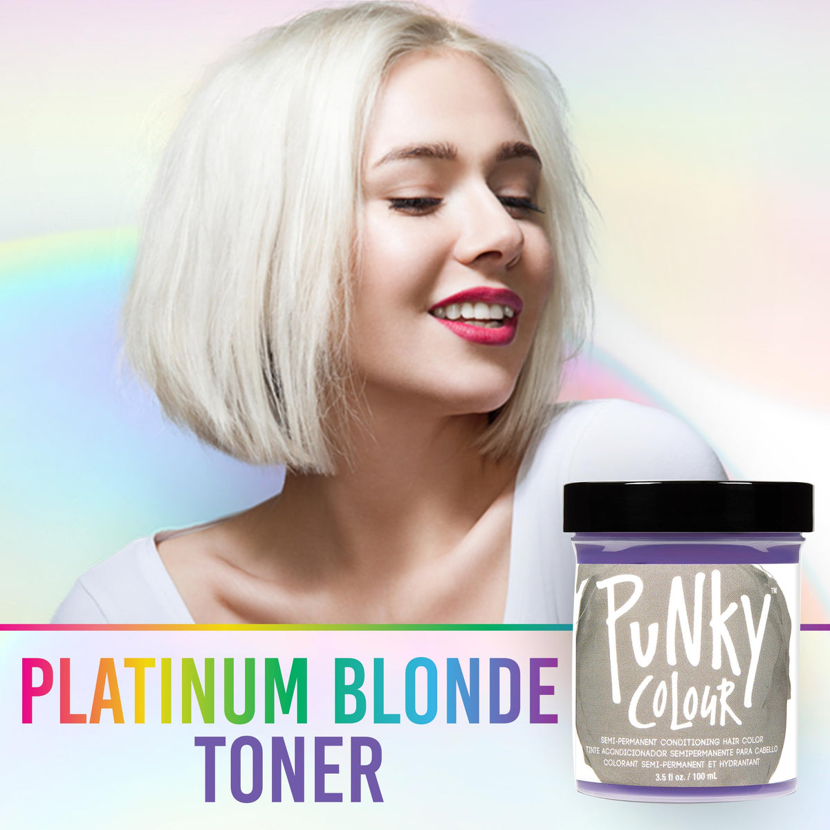 Punky Platinum Blonde Toner Semi Permanent Hair Color - Vegan, Cruelty-Free Conditioning Hair Dye, Lasts Up to 35 Washes, 3.5 fl oz Beauty & Personal Care Punky