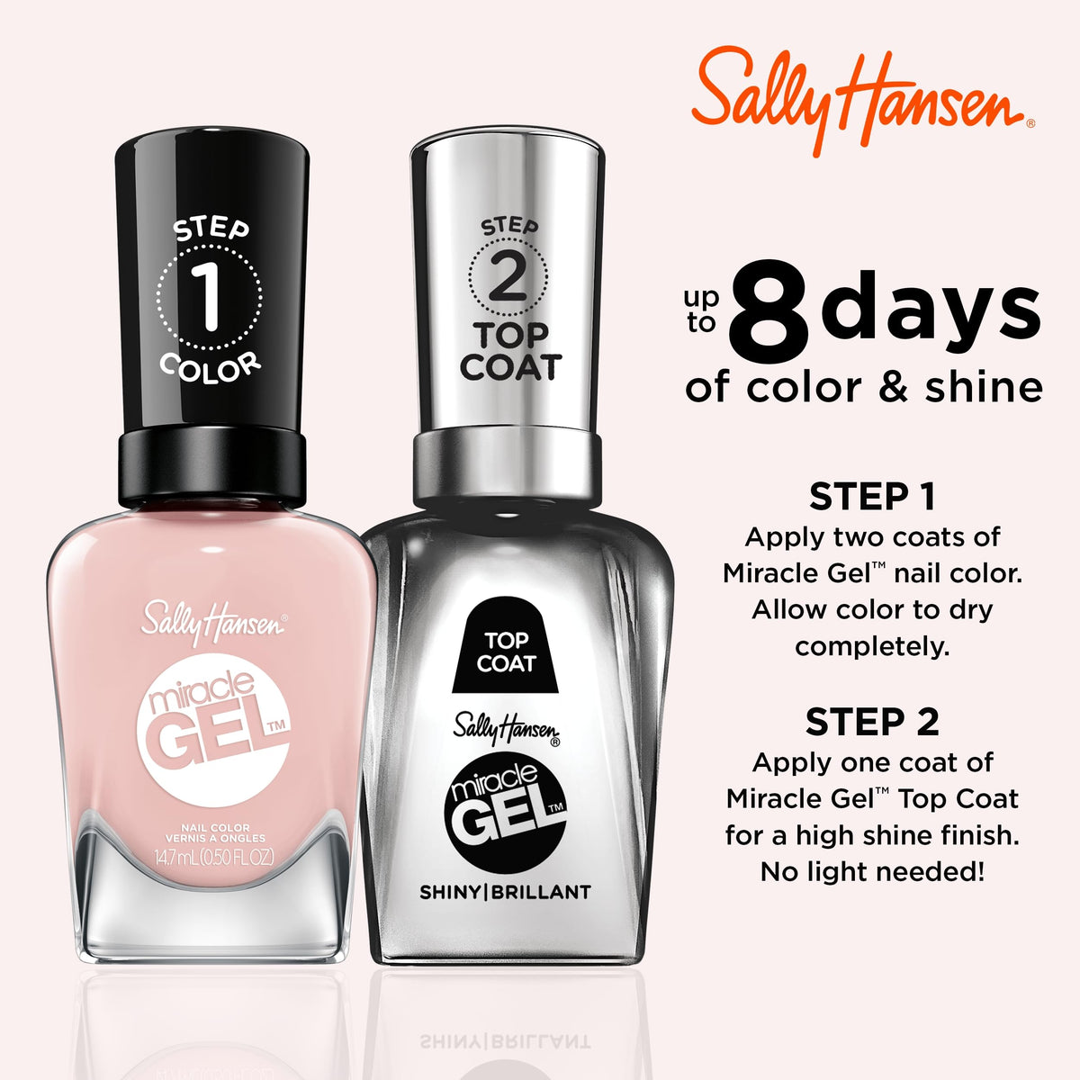 Sally Hansen Miracle Gel Salon Quality Nail Polish | Gel-Like Formula, Two-Step System, No UV Light Needed, Long Lasting | Semi-opaque | 248 Once