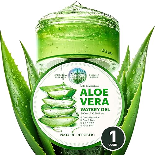 Nature Republic MILD & MOISTURE ALOE VERA WATERY GEL (1 PCS) Quick Hydration & Moisturizing,fast absorbing non-sticky texture,korean skin care Beauty & Personal Care Nature Republic