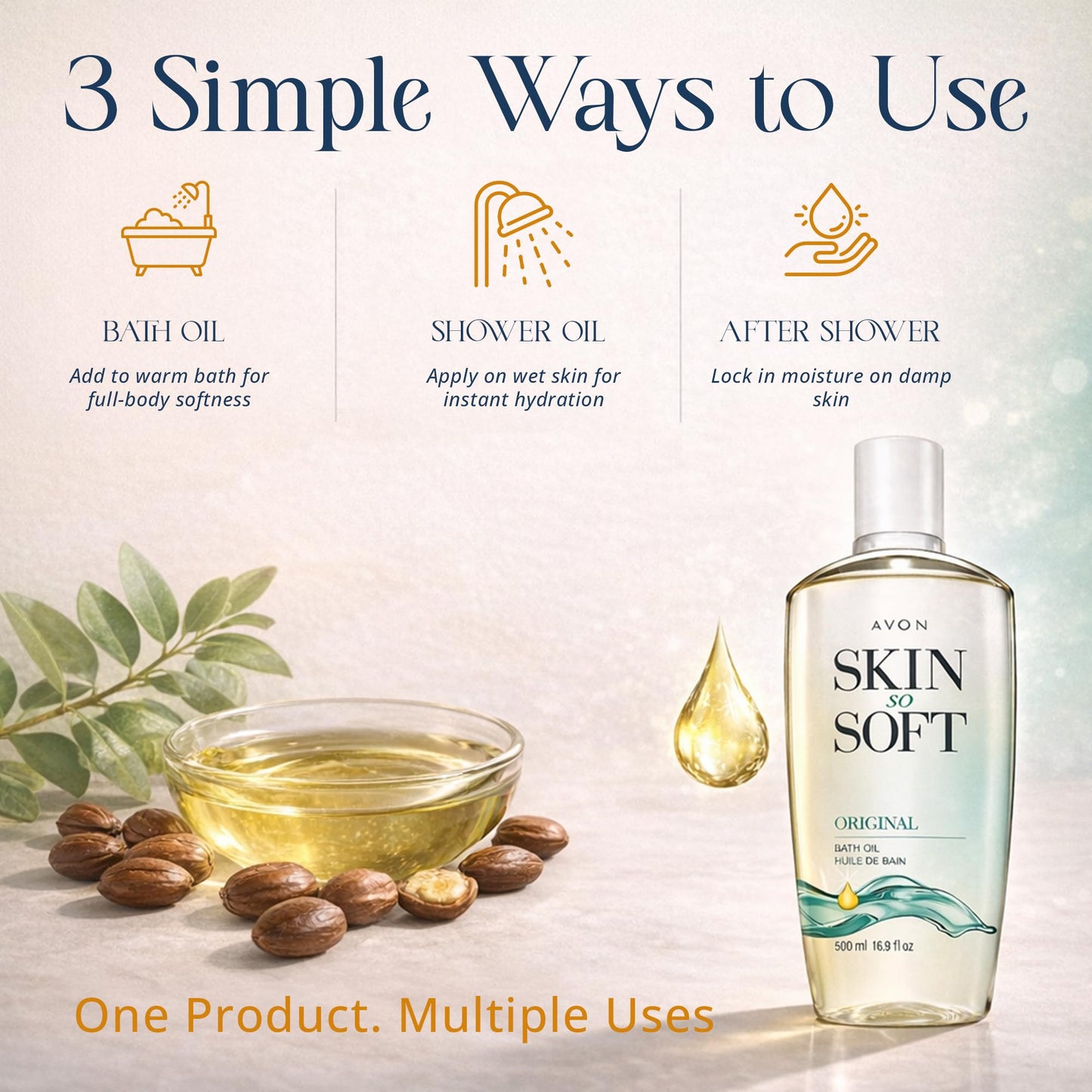 AVON Skin So Soft Original Bath Oil for Women, Moisturizing Body Oil with Jojoba Oil for Dry Skin, 16.9 fl oz Hydrating Shower Oil; Perfect as Beauty and Personal Care AVON
