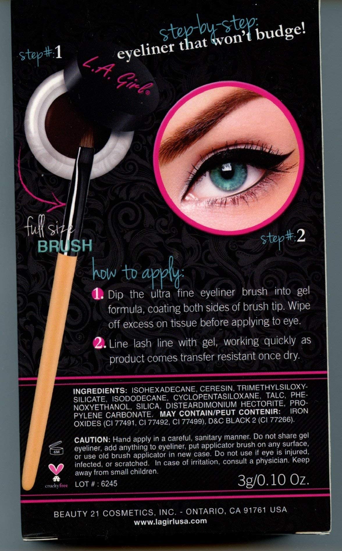 L.A. Girl Gel Liner Kit, Dark Brown GEL723 Beauty & Personal Care L.A. Girl