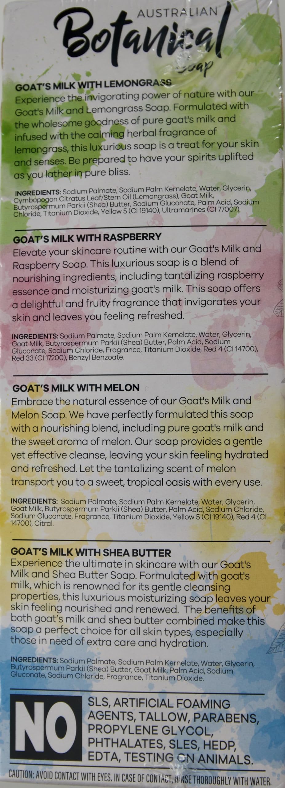 Australian Botanical Soap Multipack, Goat's Milk Oat's Milk, Lemongrass Raspberry Melon, 8 Bars Beauty & Personal Care Australian Botanical Soap