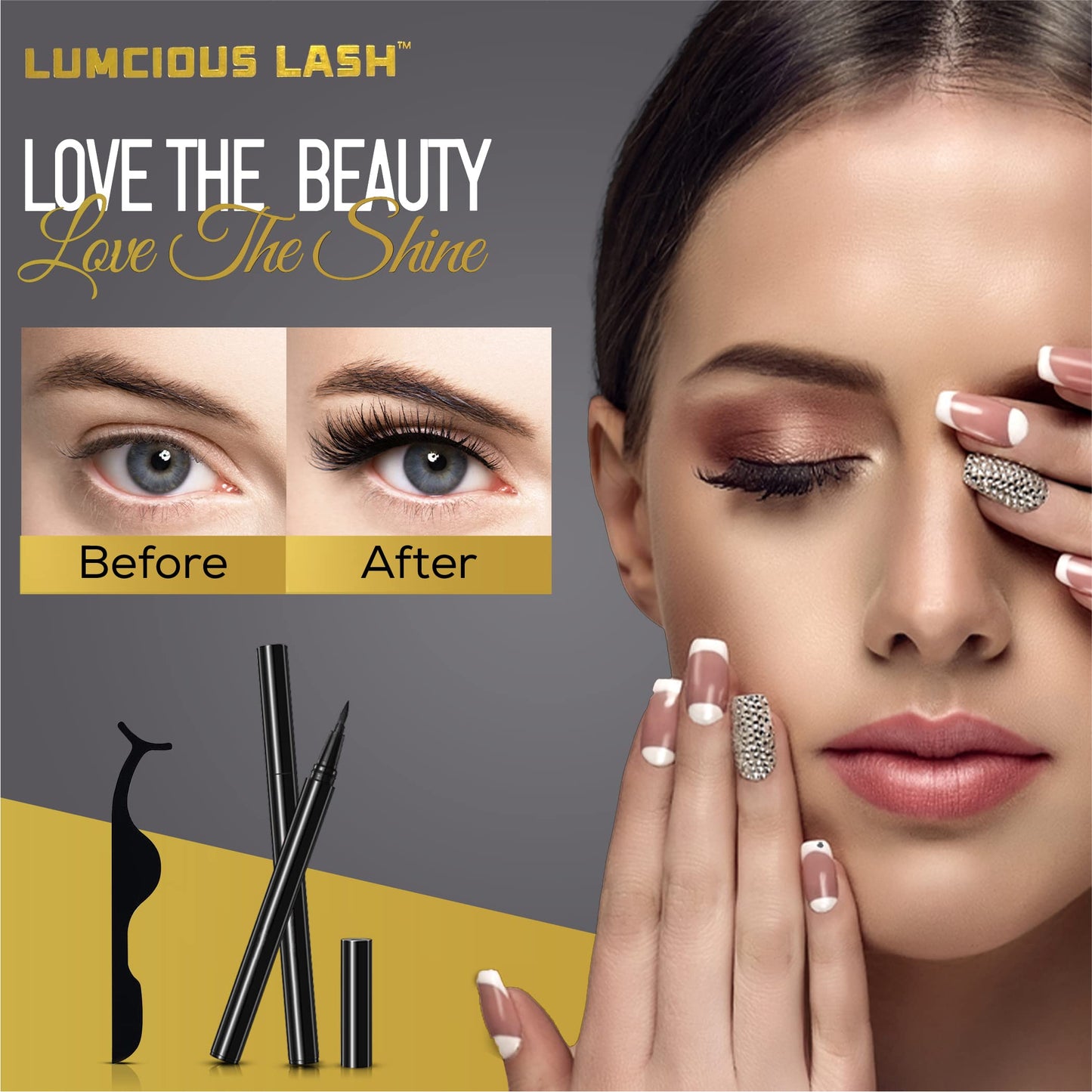 Invisible Magnetic Eyelashes and Eyeliner Kit- 10 Pairs Natural Look False Lashes With 2 Magic Magnetic Eyeliner Pens and Applicator- 3D Reusable Beauty & Personal Care Lumcious Lash