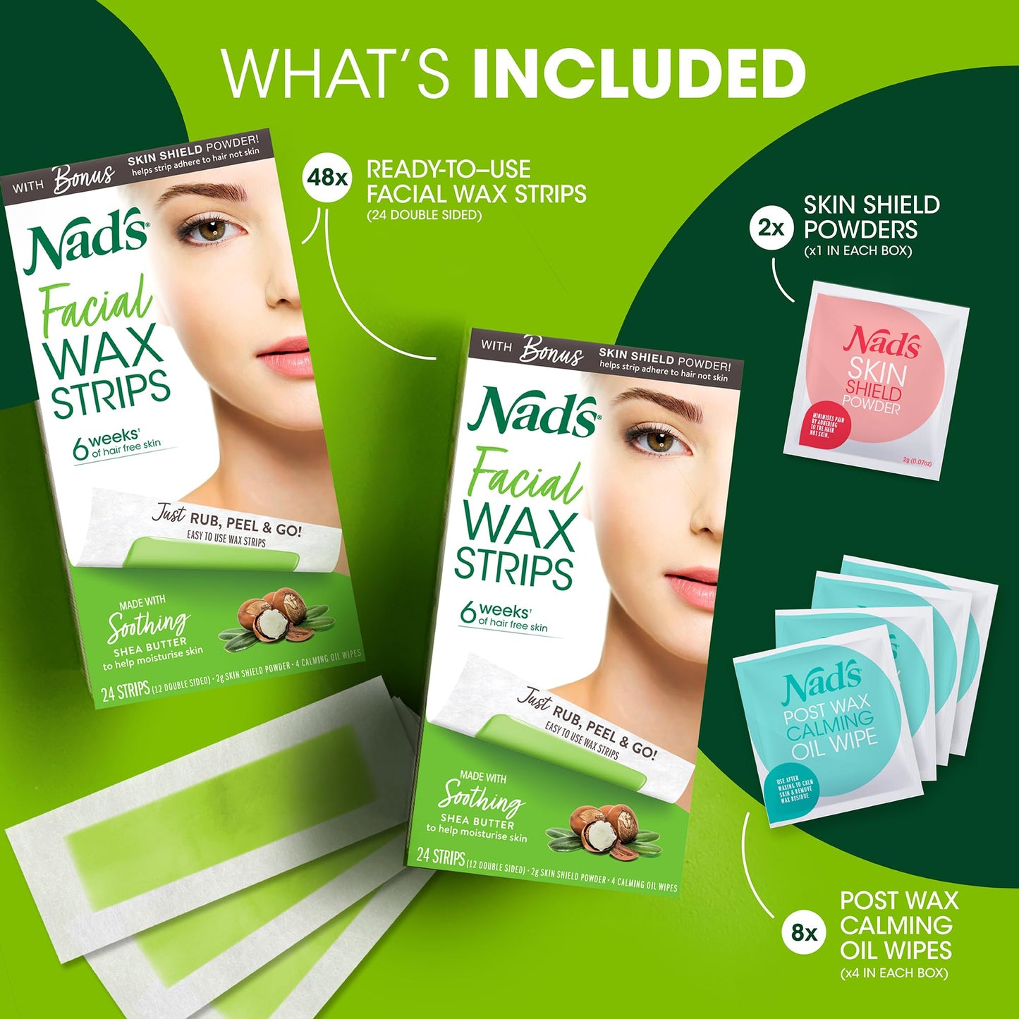 Nad's Facial Wax Strips, Fragrance free, 48 Count (Pack of 2) Beauty & Personal Care Nad's
